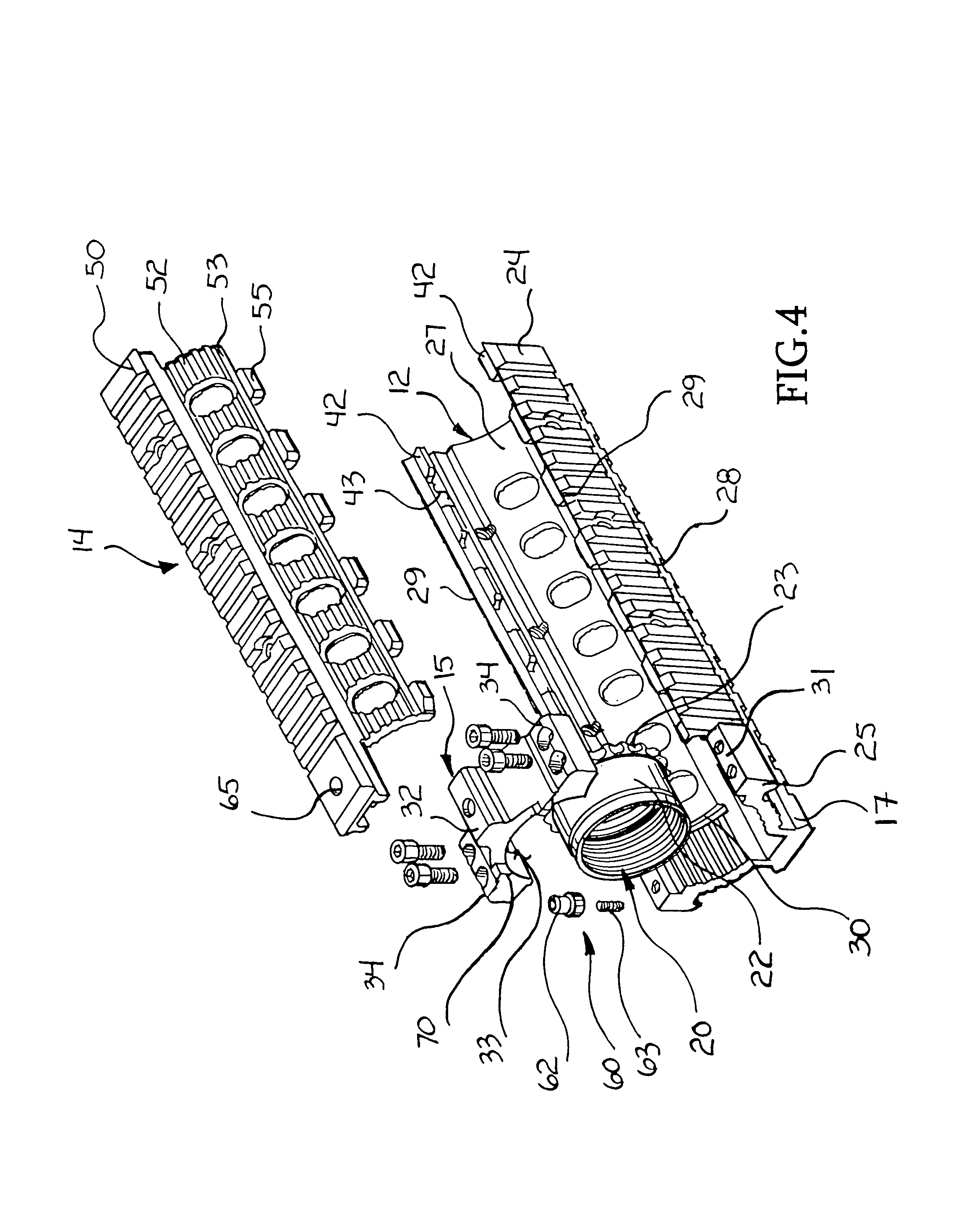 Modular hand grip and rail assembly for firearms