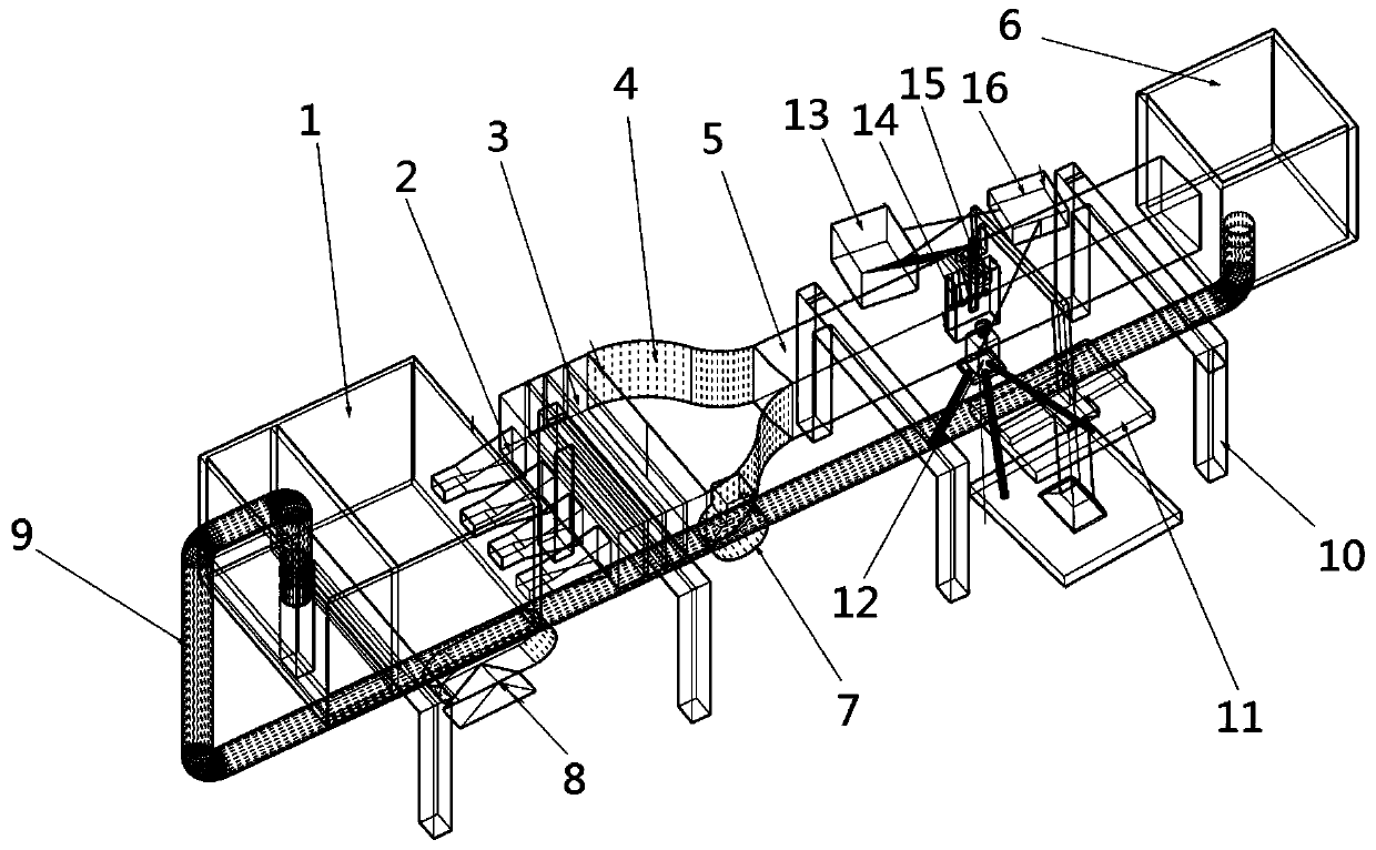 Pressure high chord thickness ratio empty box bluff body streaming flow induced vibration test device