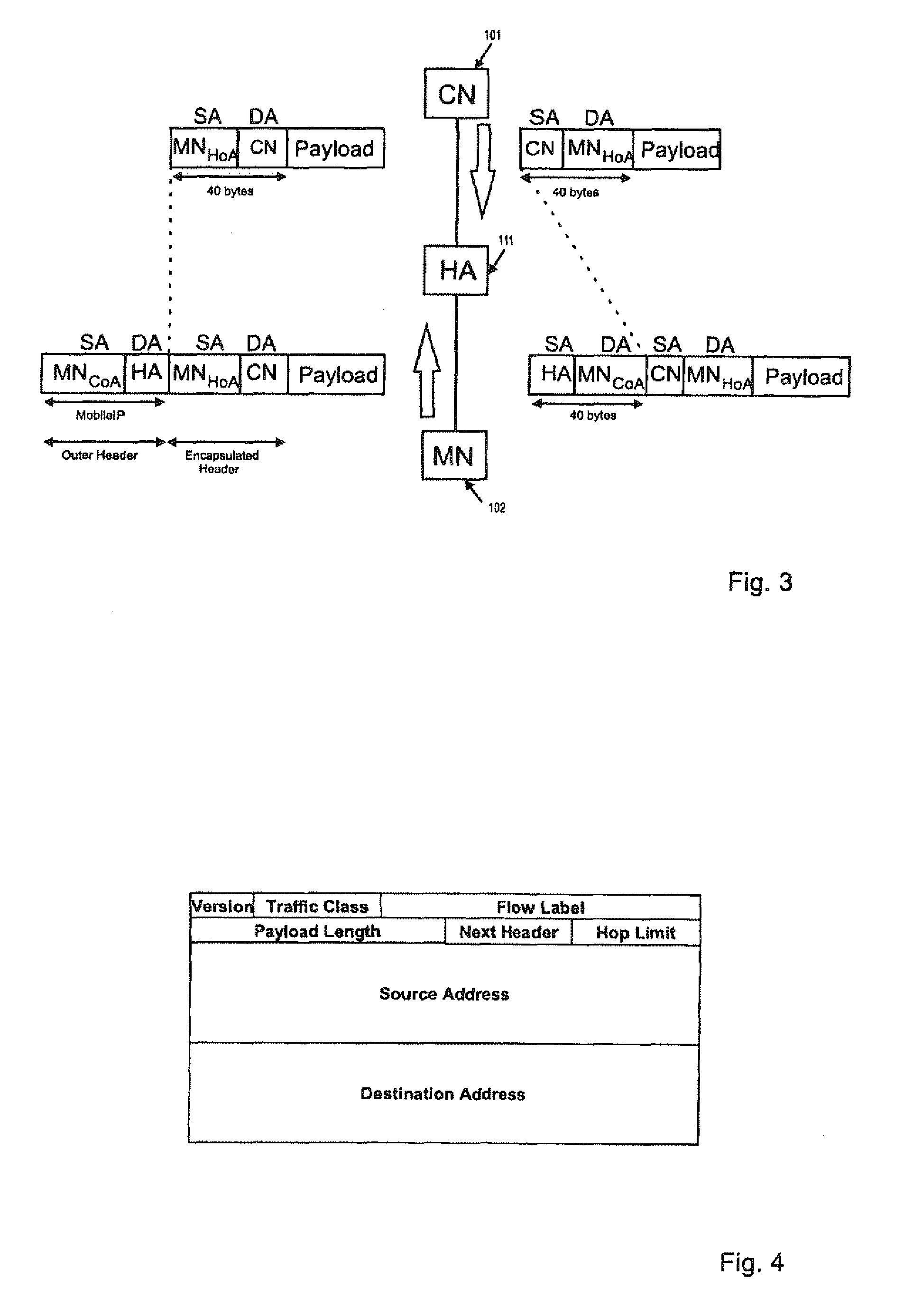 Header size reduction of data packets