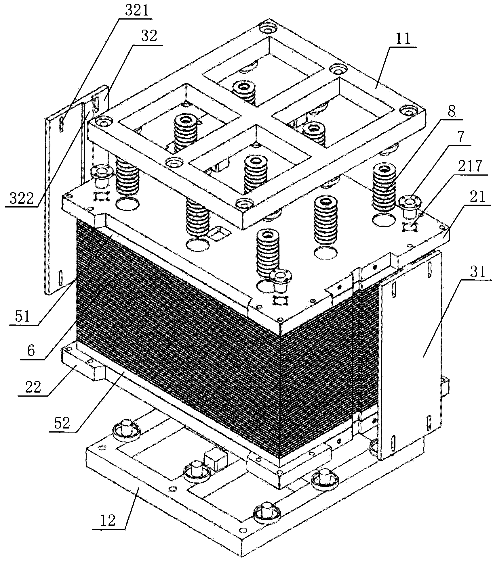 End plate pressing component of redox flow cell galvanic pile