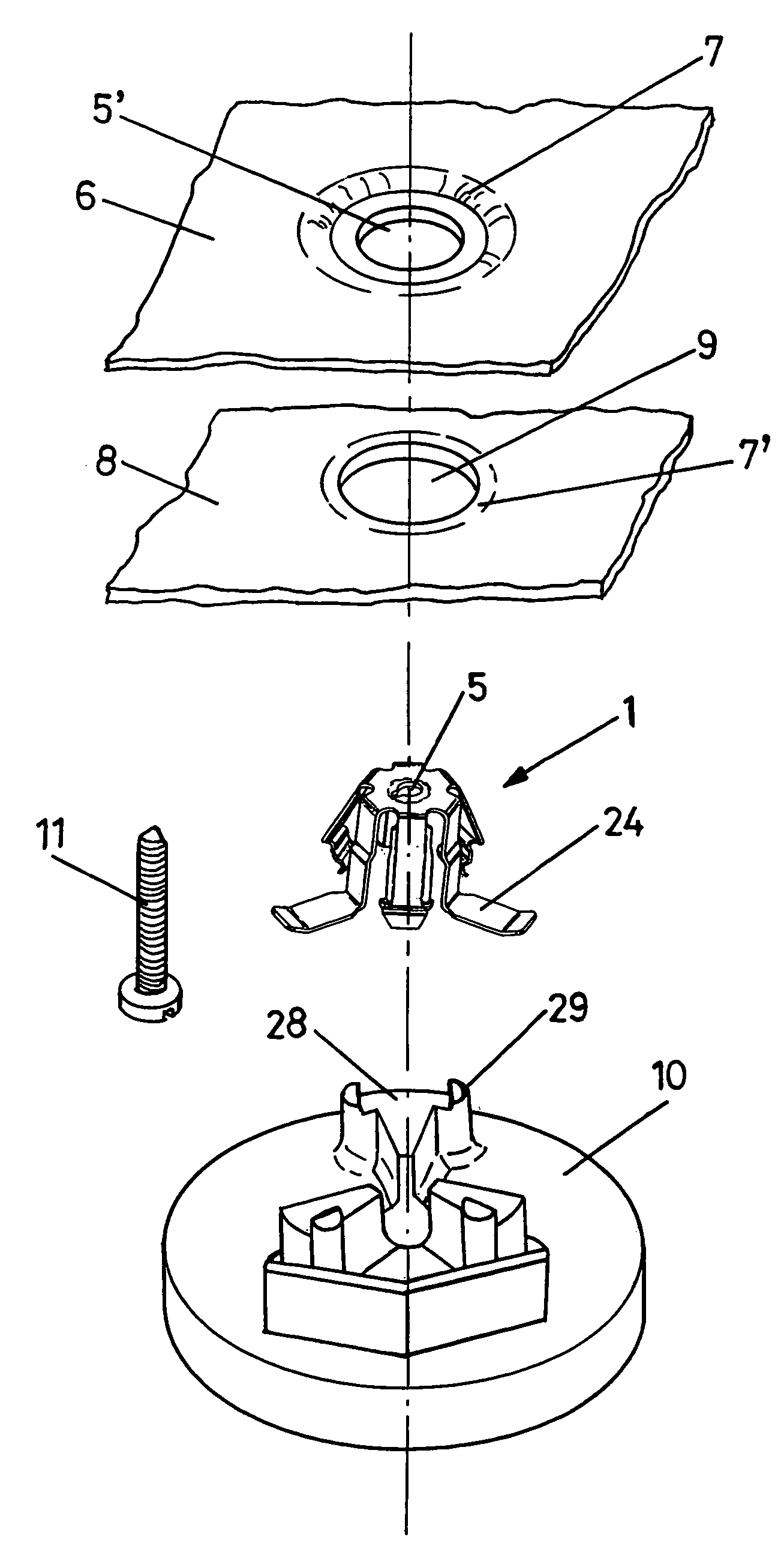 System for attaching accessories to a vehicle's bodywork using clips