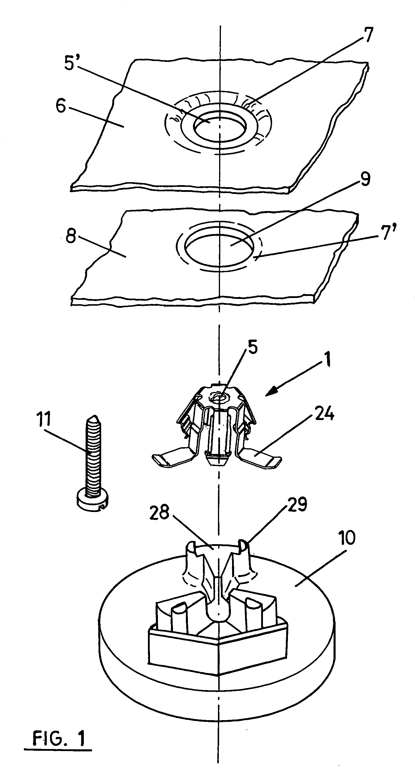 System for attaching accessories to a vehicle's bodywork using clips