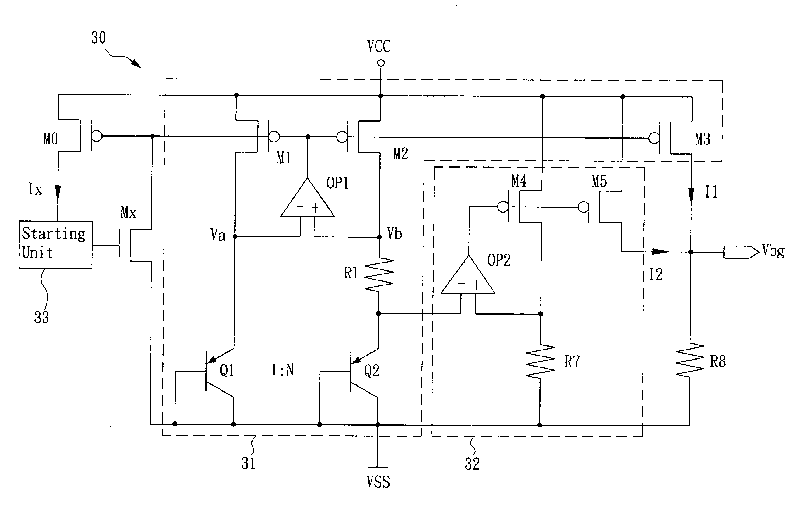 Fast start-up low-voltage bandgap voltage reference circuit