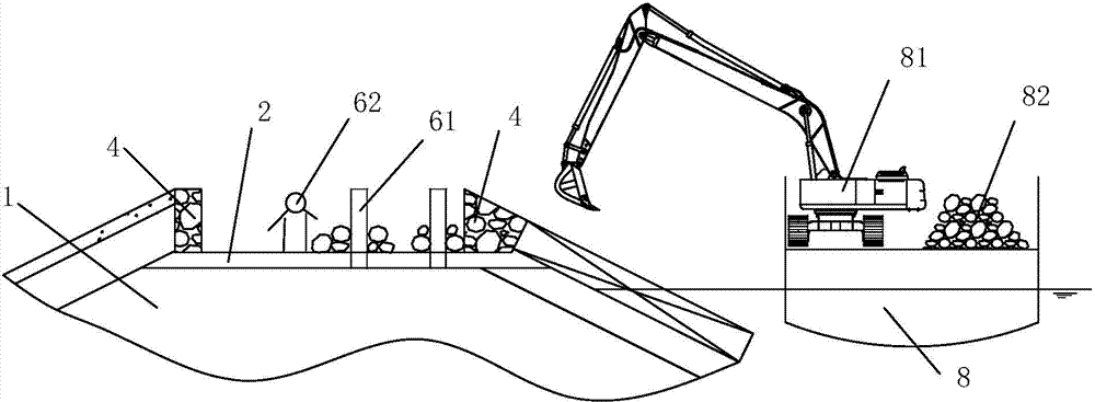 Rock-fill concrete construction method used for wave wall foundation platform