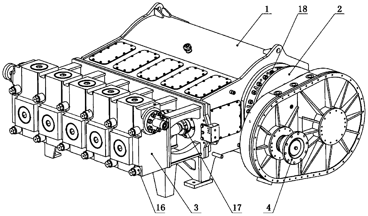 Multi-point-support five-cylinder plunger pump