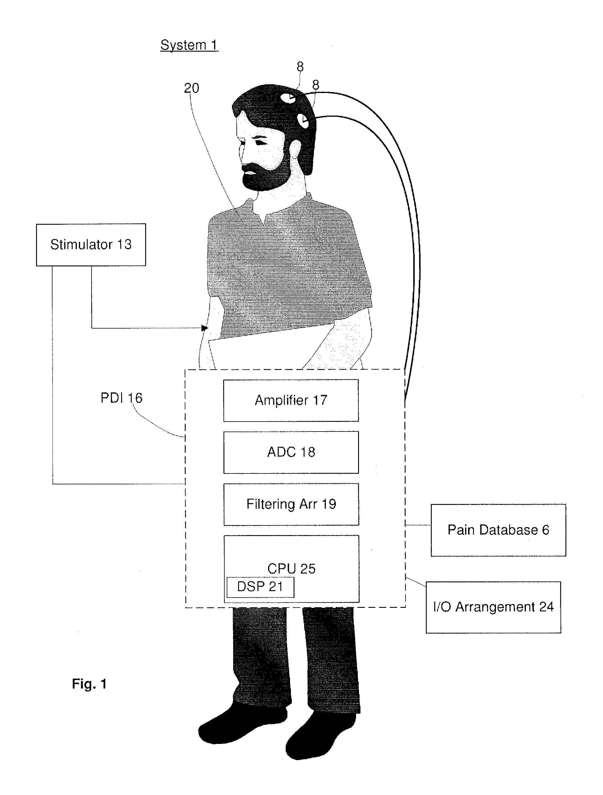 System and method for pain detection and computation of a pain quantification index