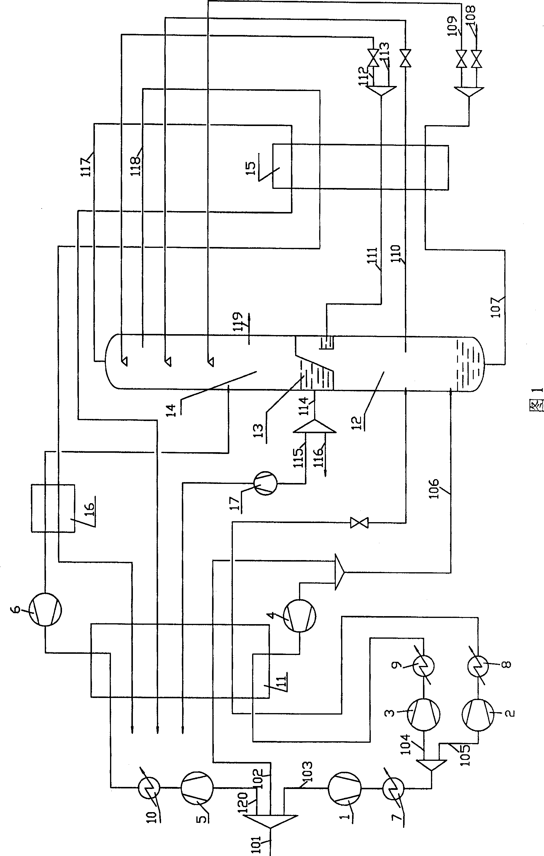 Air separating device and method therefor