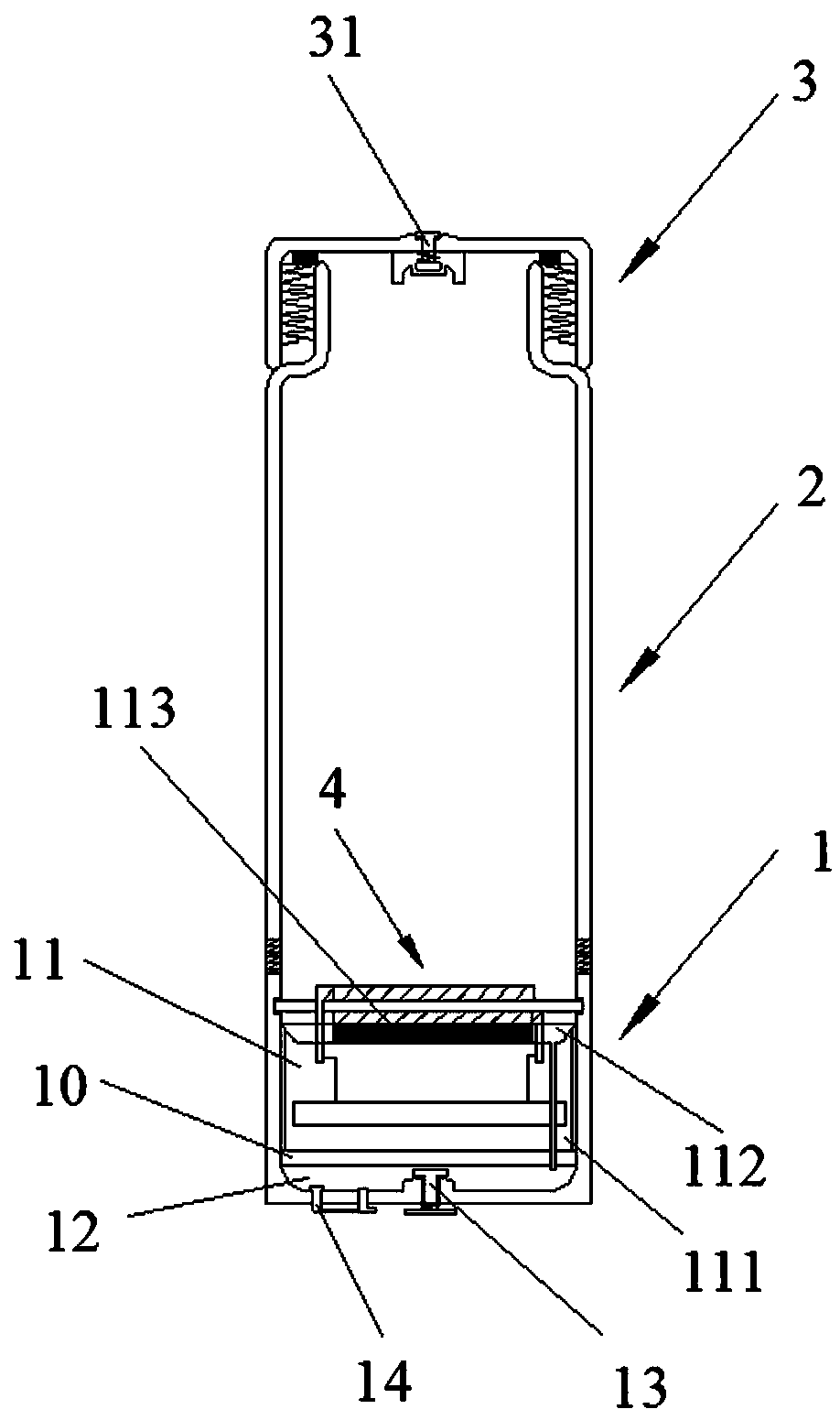 Base structure of electrolysis device for separation of hydrogen and oxygen and electrolysis device with the base