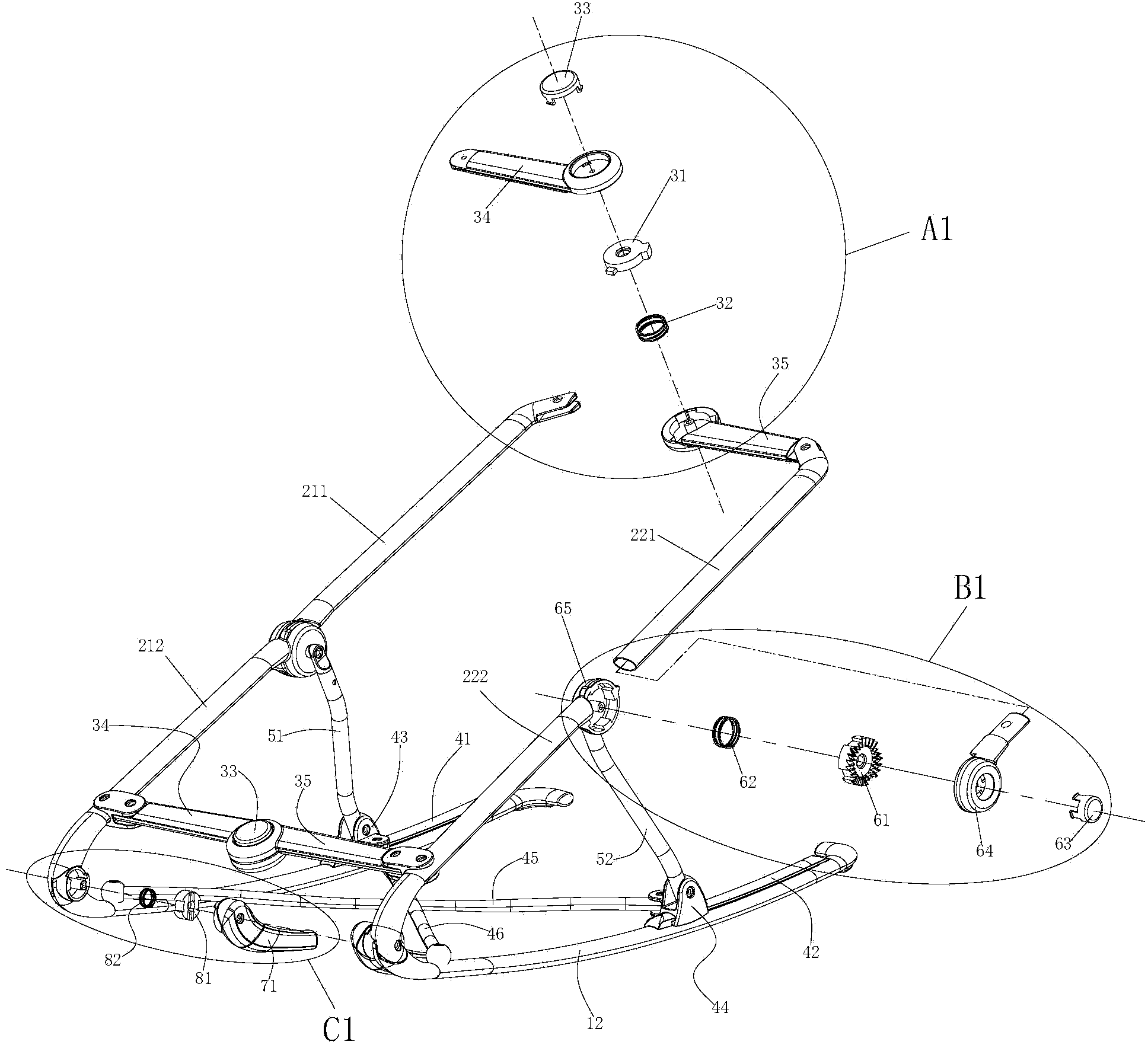 Foldable infant rocking chair