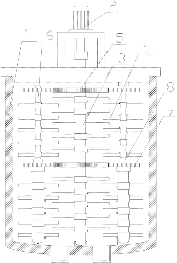 Multistage driving type material stirring mechanism