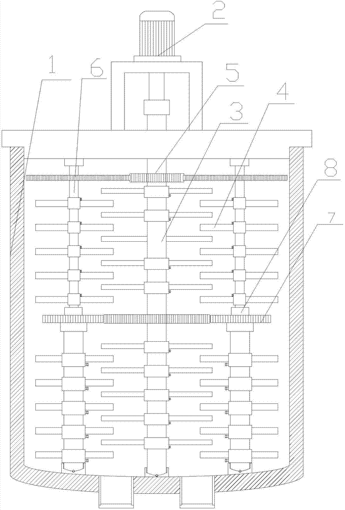 Multistage driving type material stirring mechanism