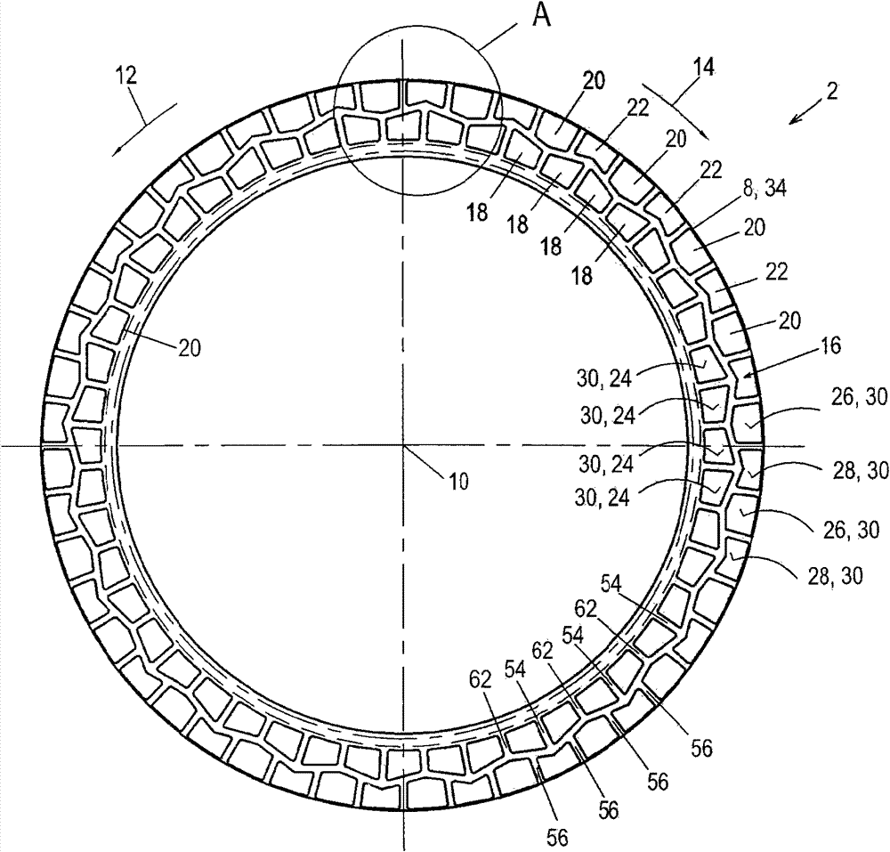 Frictional part with a zig-zag or undulating circumferential groove in the frictional surface