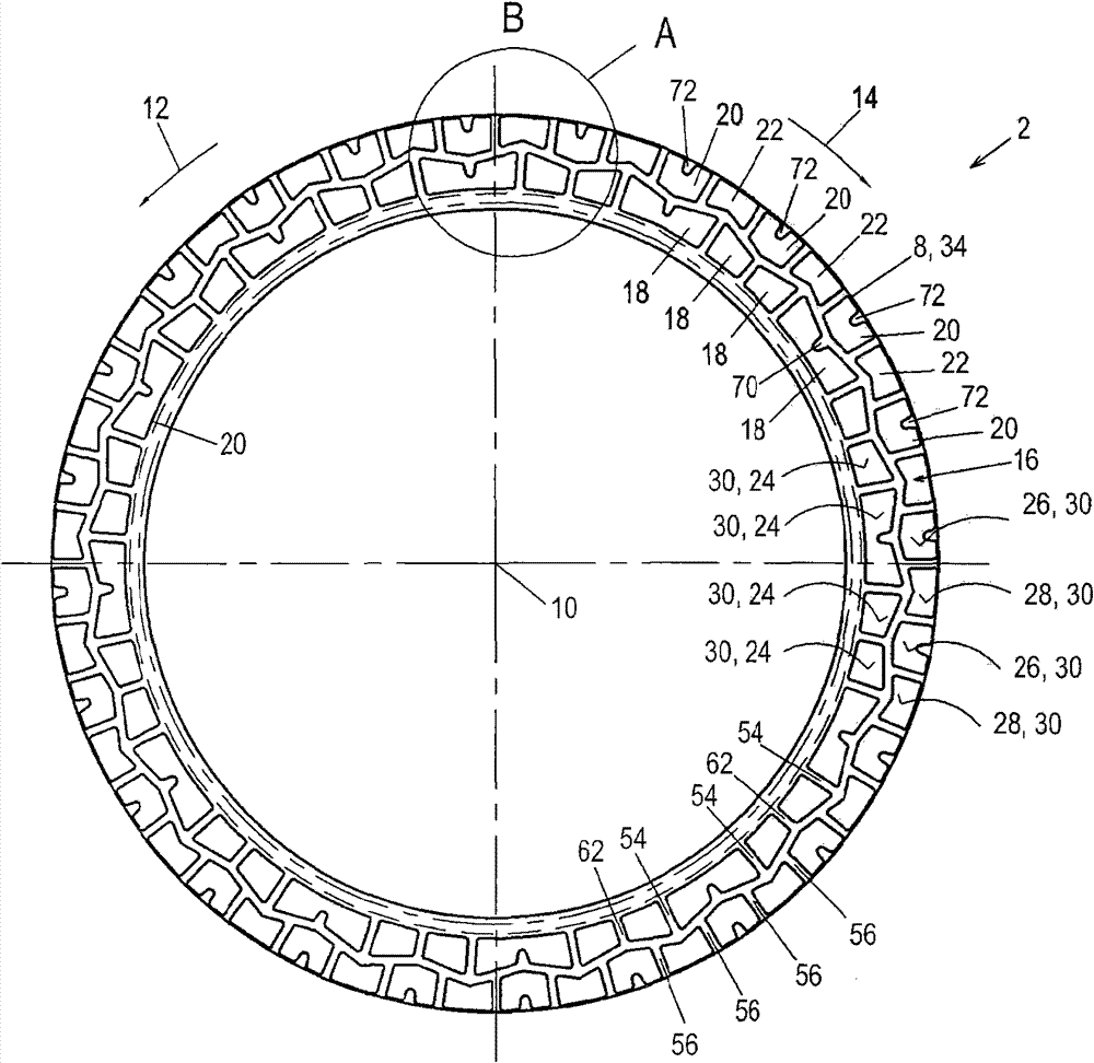 Frictional part with a zig-zag or undulating circumferential groove in the frictional surface