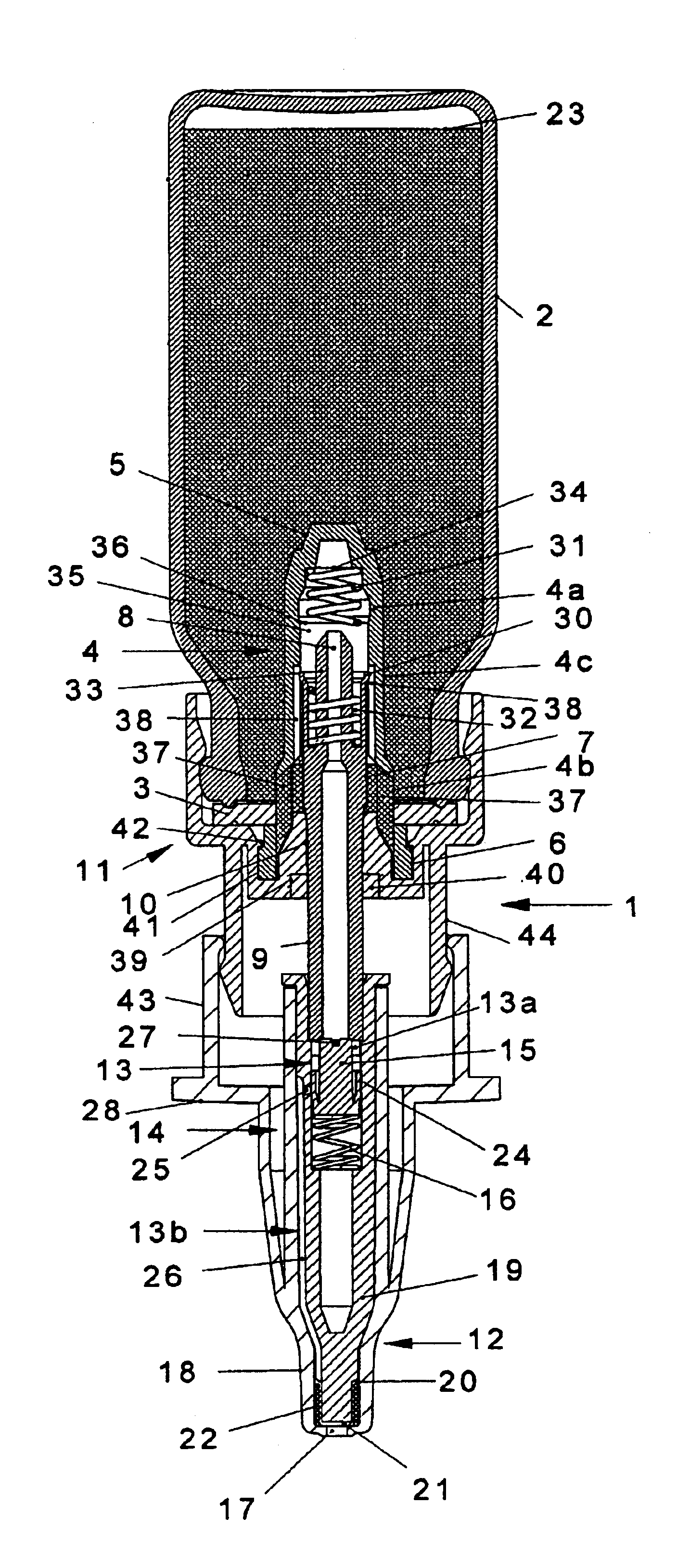 Double-acting pump for ejecting a product from a container