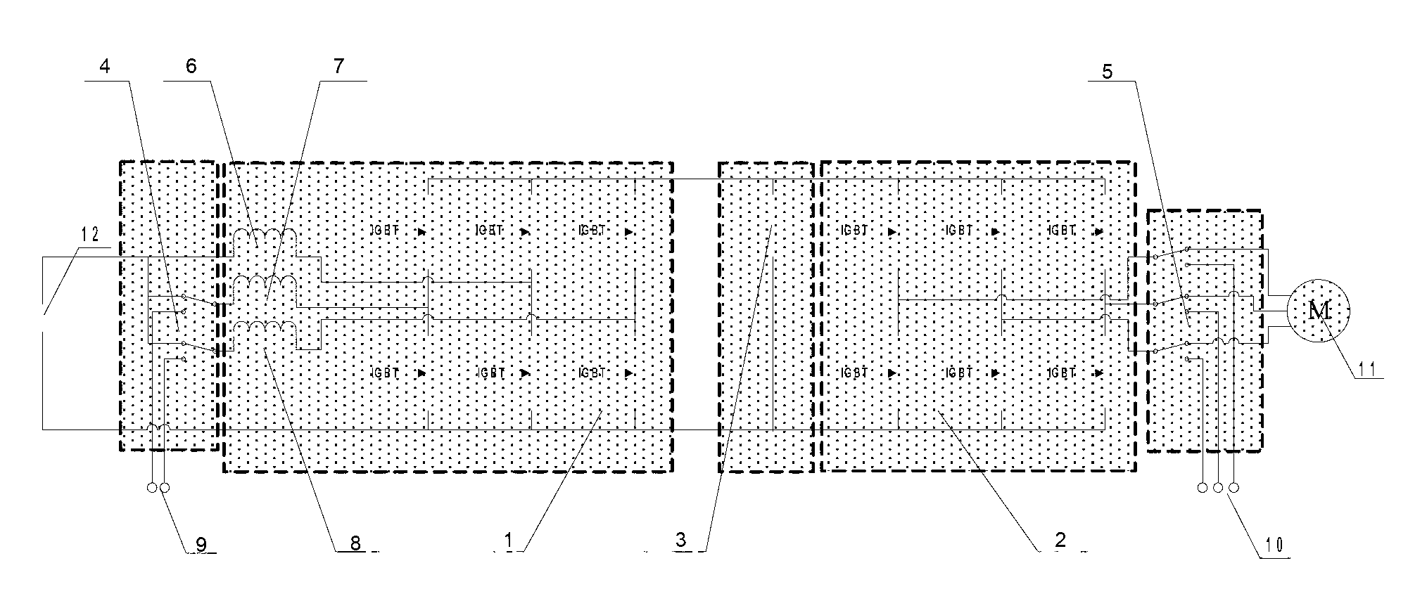 Motor driving-charging integrated device with 220 volt alternating current (VAC)/380VAC charging function