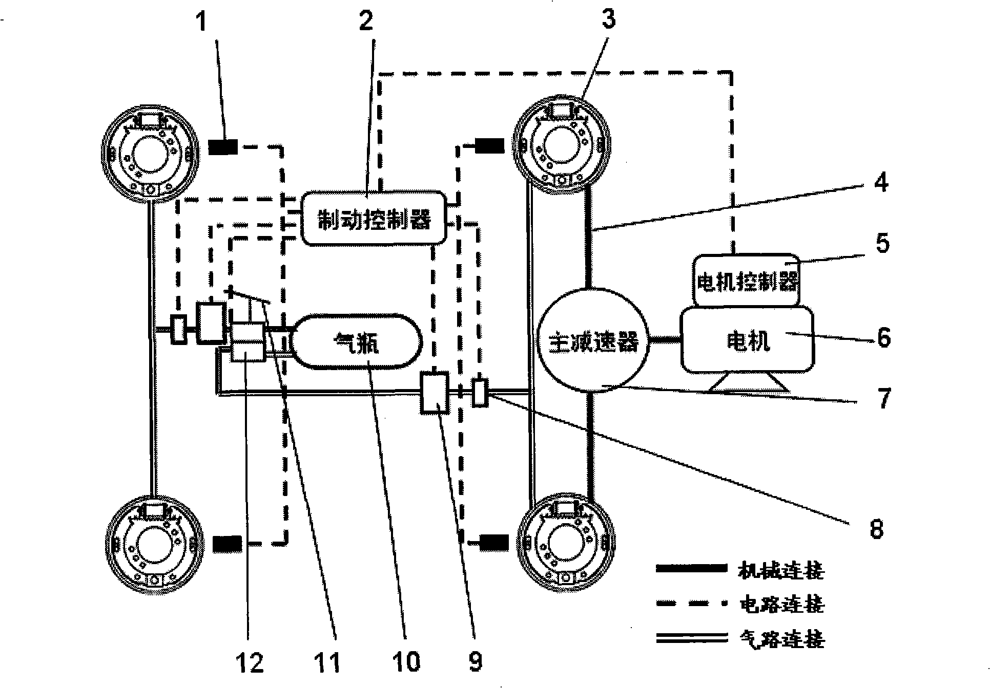 Composite braking system having anti-locking brake function and control method