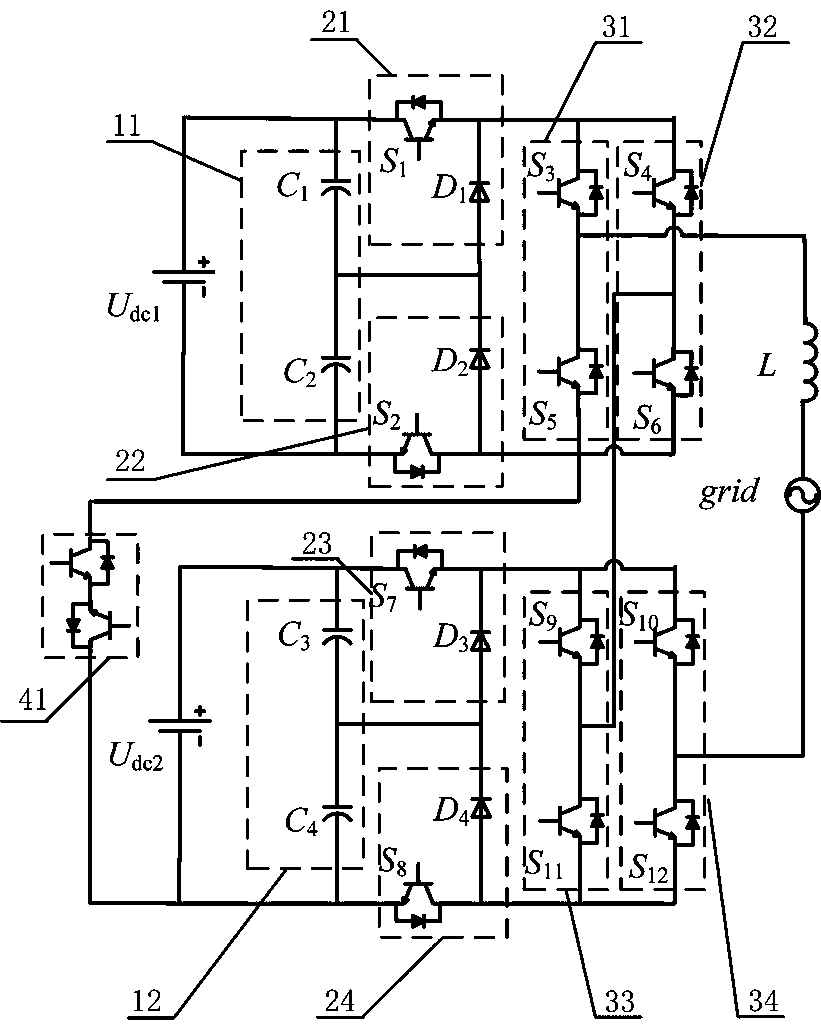 Cascaded multi-mode photovoltaic grid-connected inverter and modulation method thereof