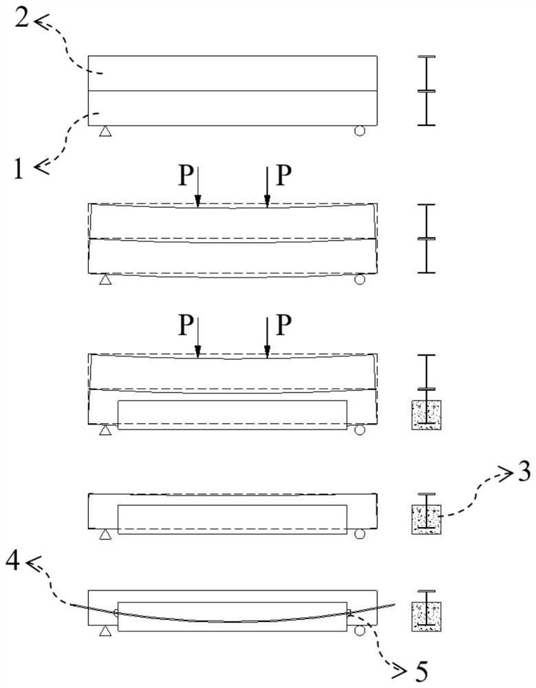 Prestress construction method for combined steel beam