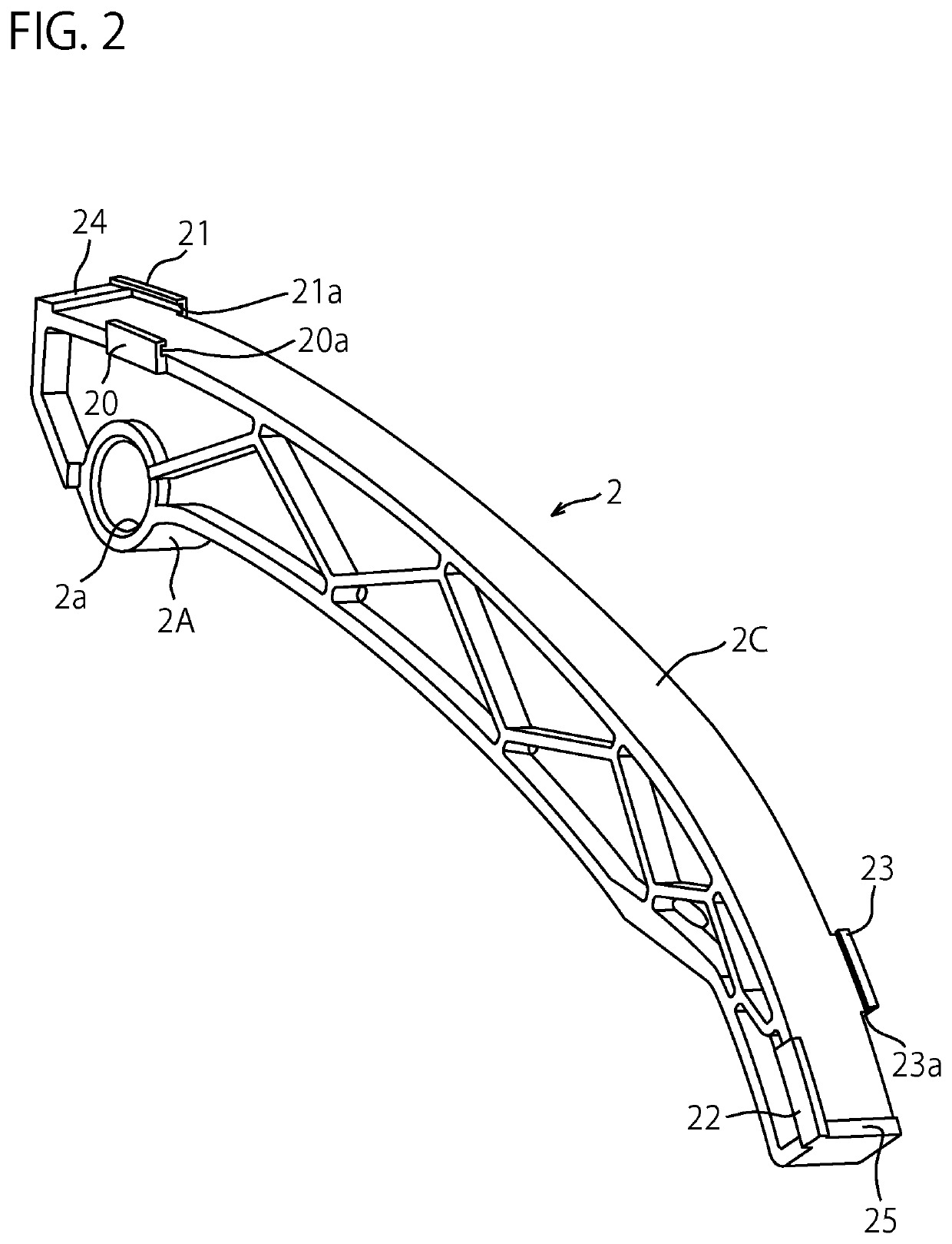 Shoe for chain guide and for chain tensioner arm, and chain guide and chain tensioner arm provided with said shoe