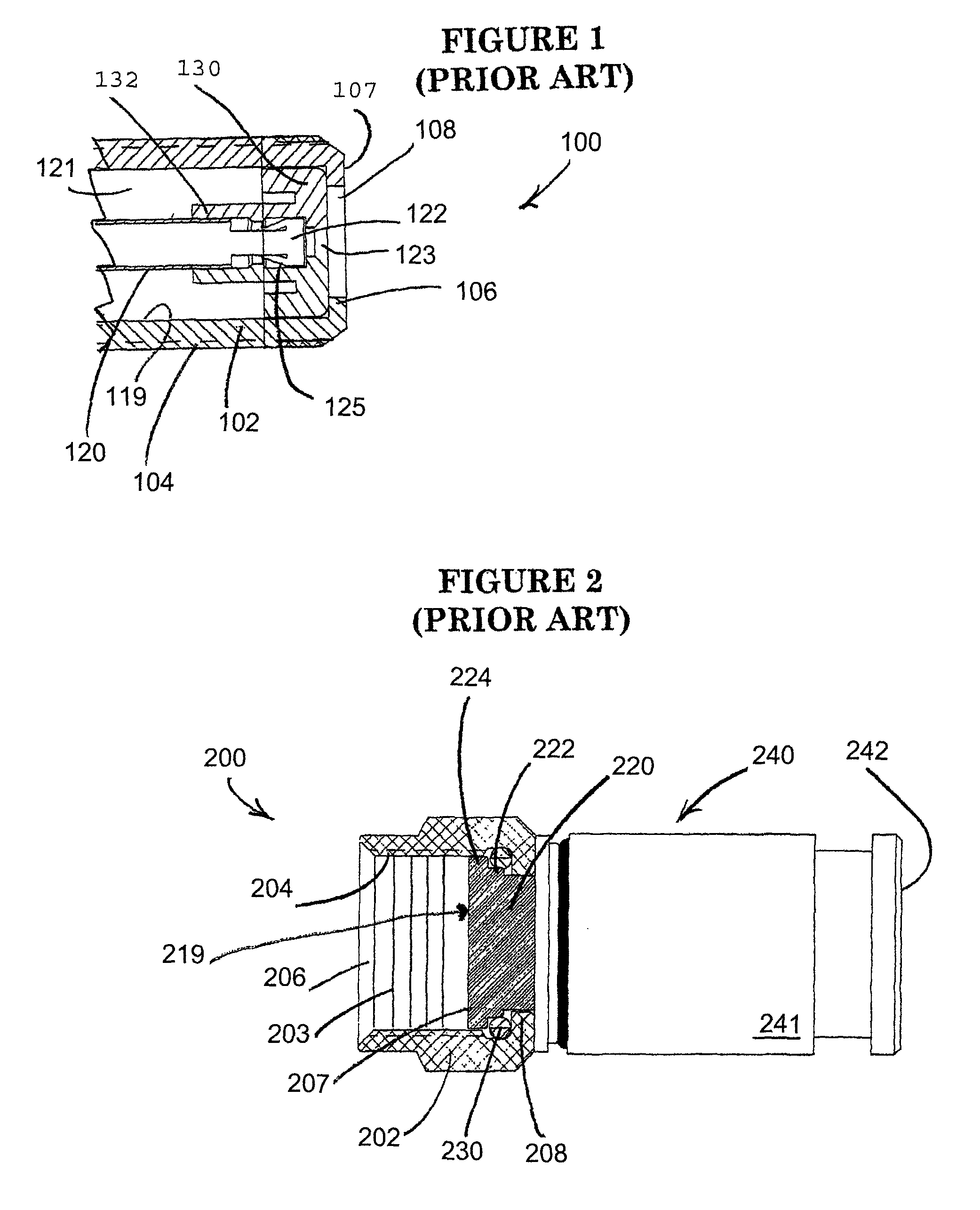 Moving part coaxial cable connector