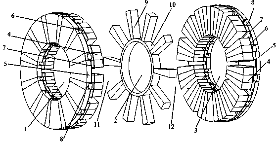 Double-stator disc type mixed excitation motor