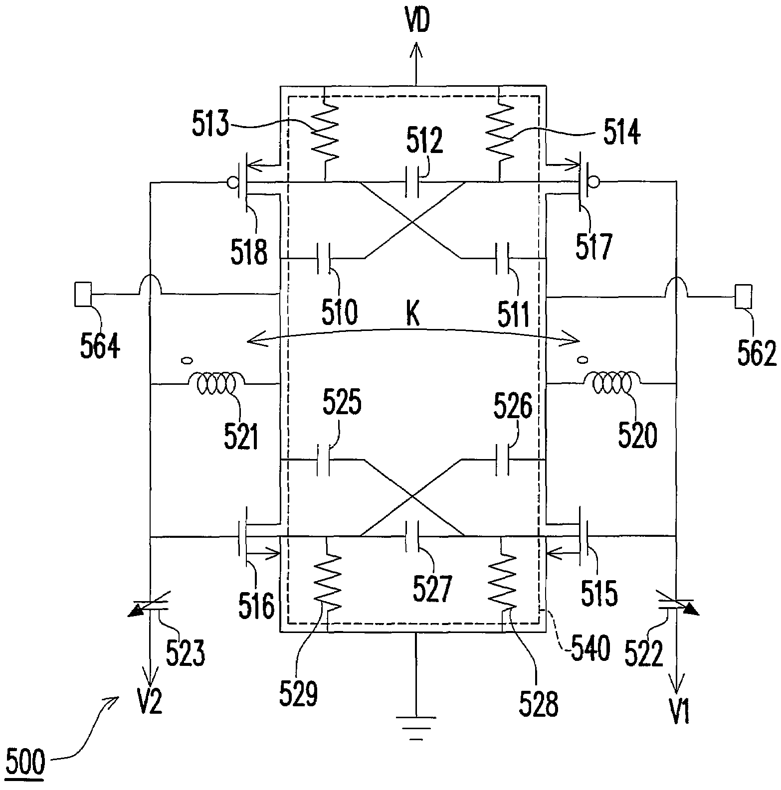 Back-gate coupling voltage control oscillator