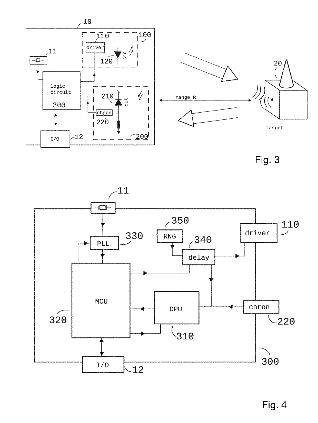 Method and device for measuring a distance to a target in a multi-user environment by means of at least one detector