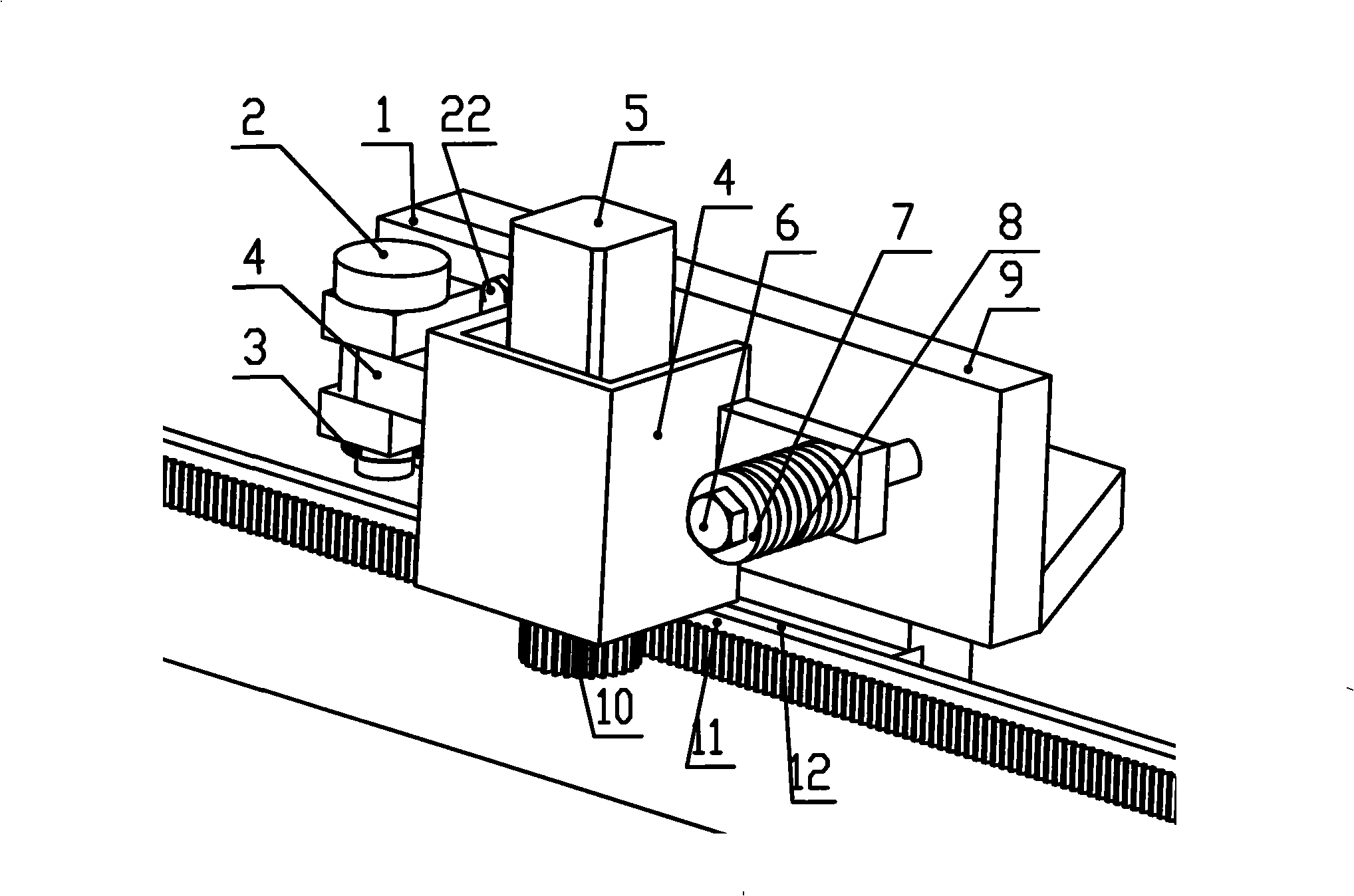 Leverage for reducing gear rack transmission backlash