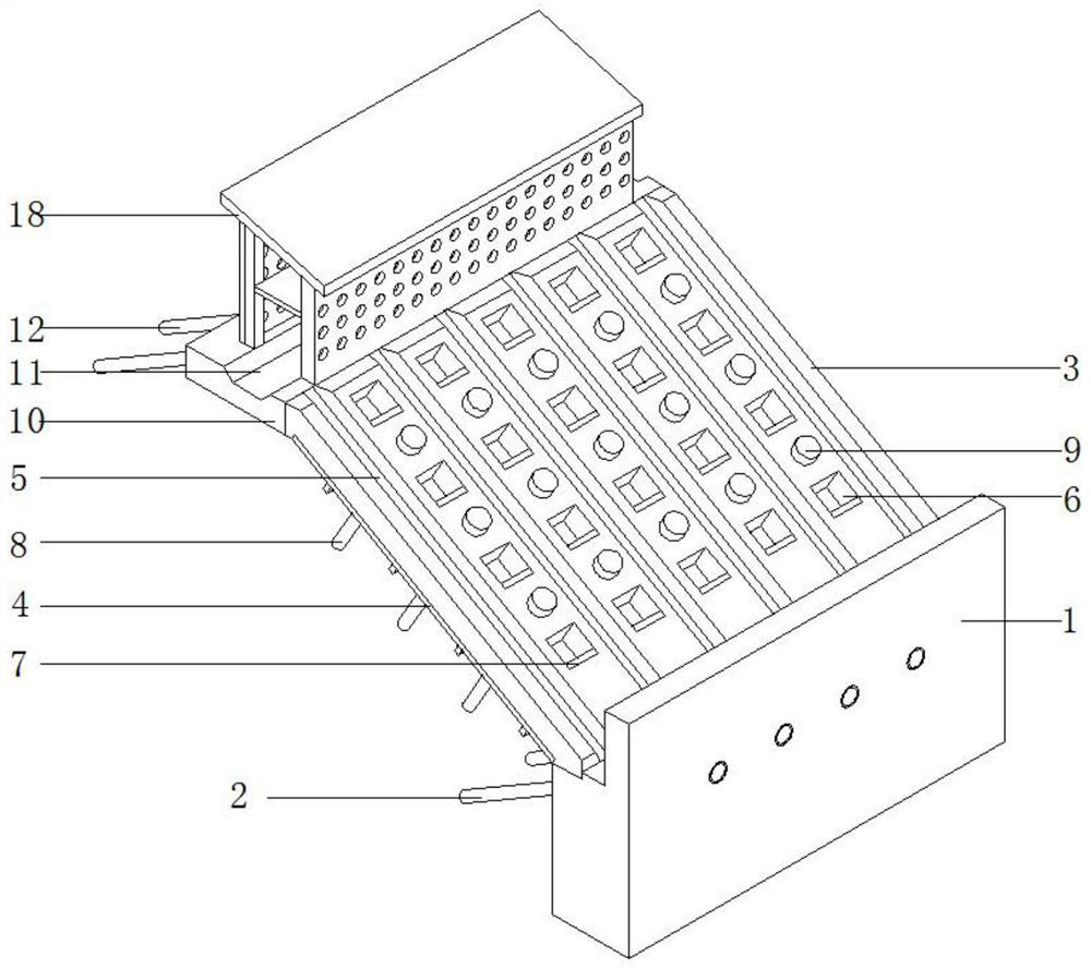 Anchoring pile slope supporting structure and construction method thereof