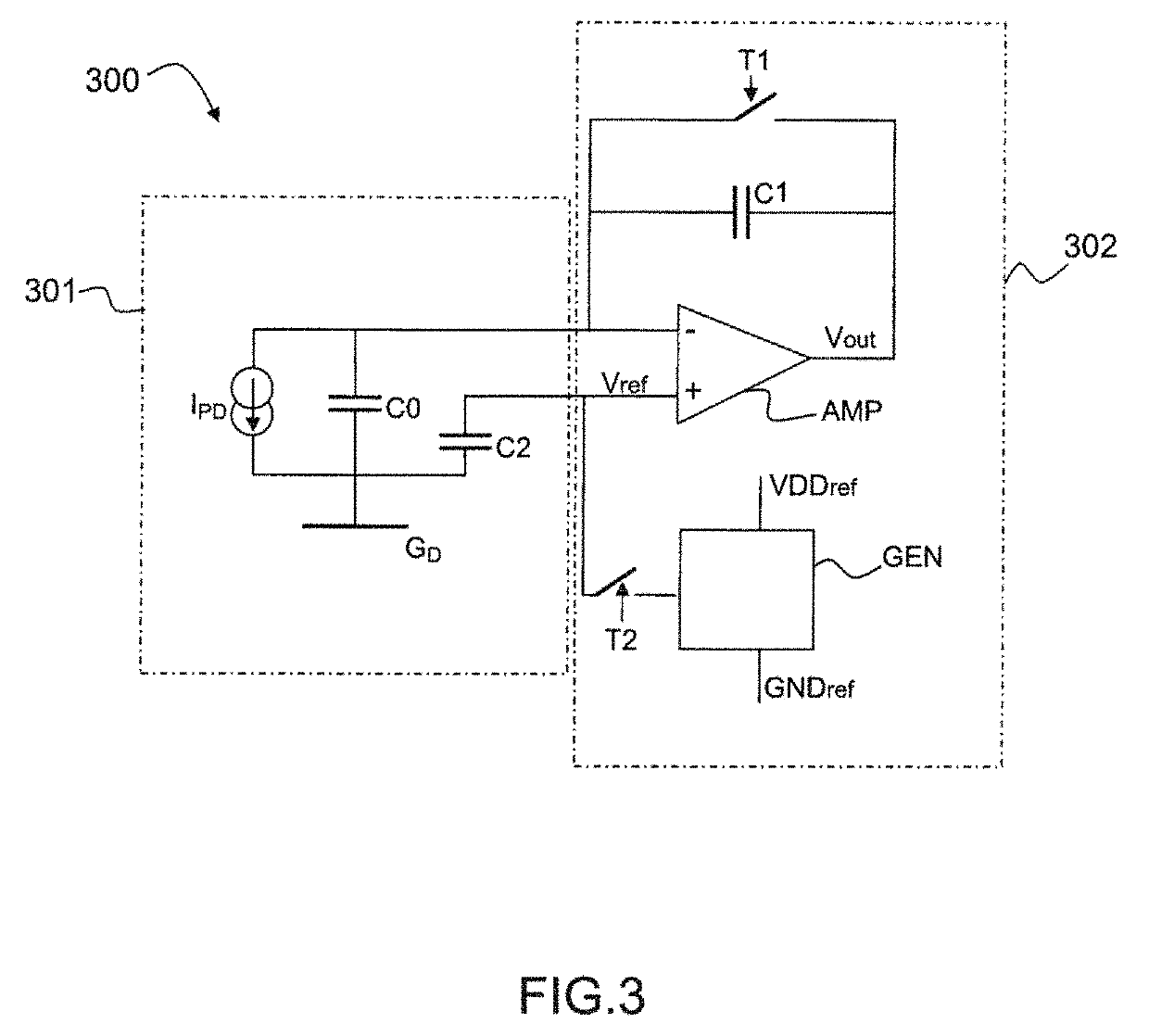 X-ray detection circuit for a dental radiology sensor