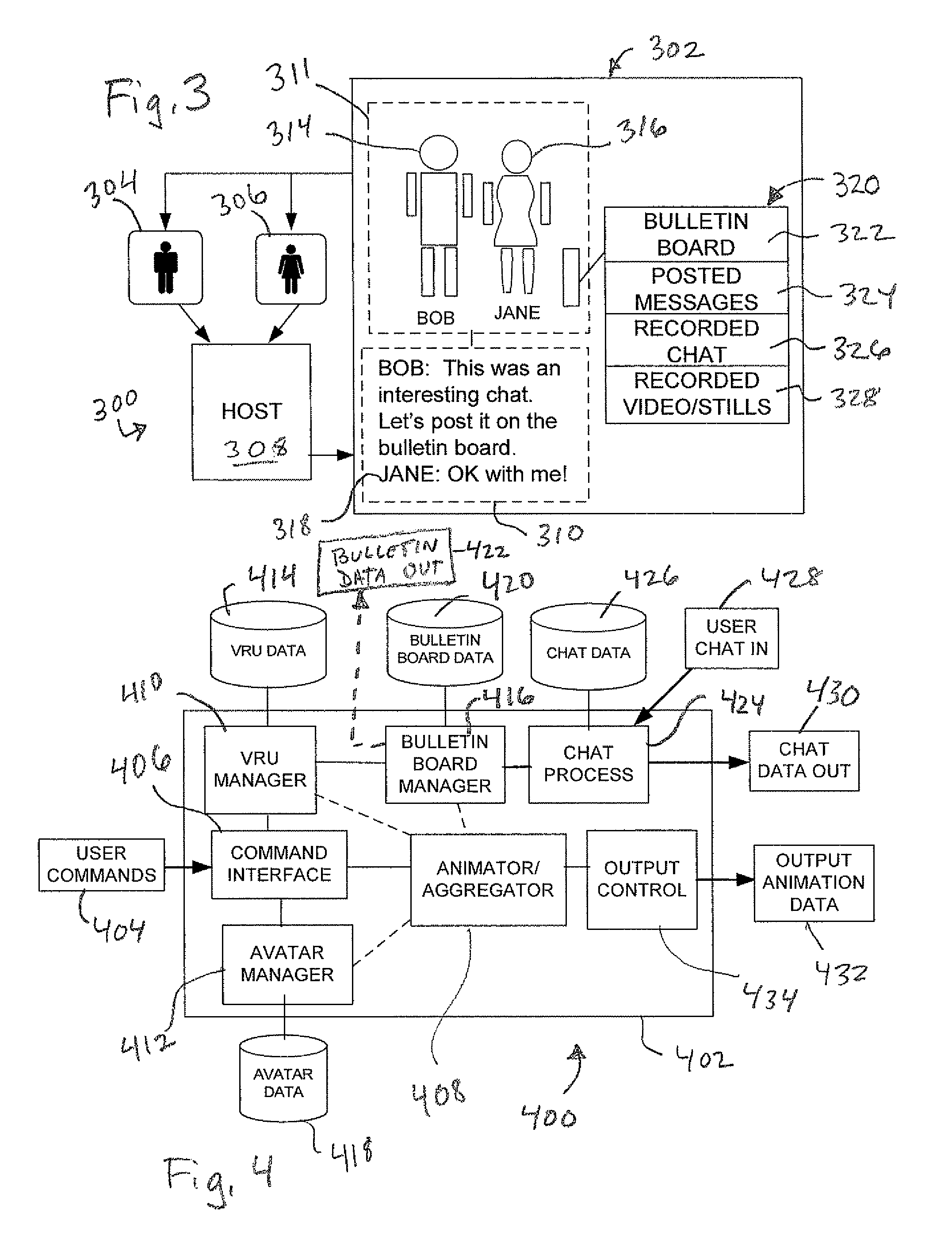 Multi-user animation coupled to bulletin board