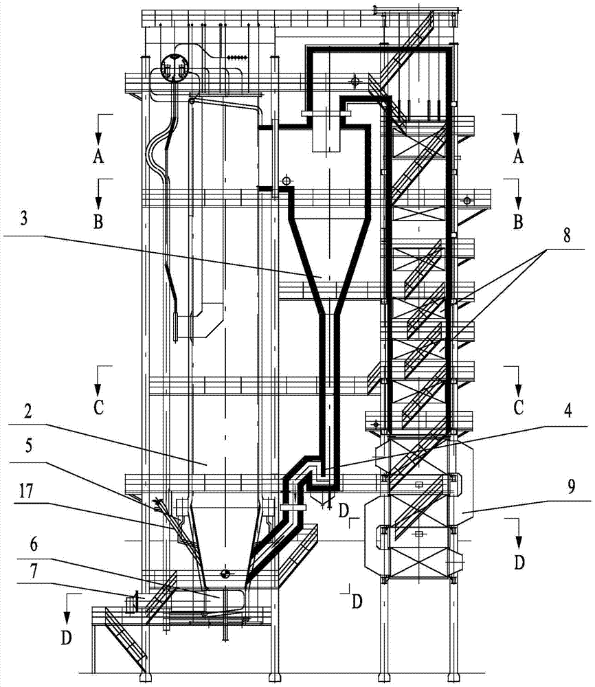 Environmentally-friendly energy-saving type circulating fluidized bed boiler