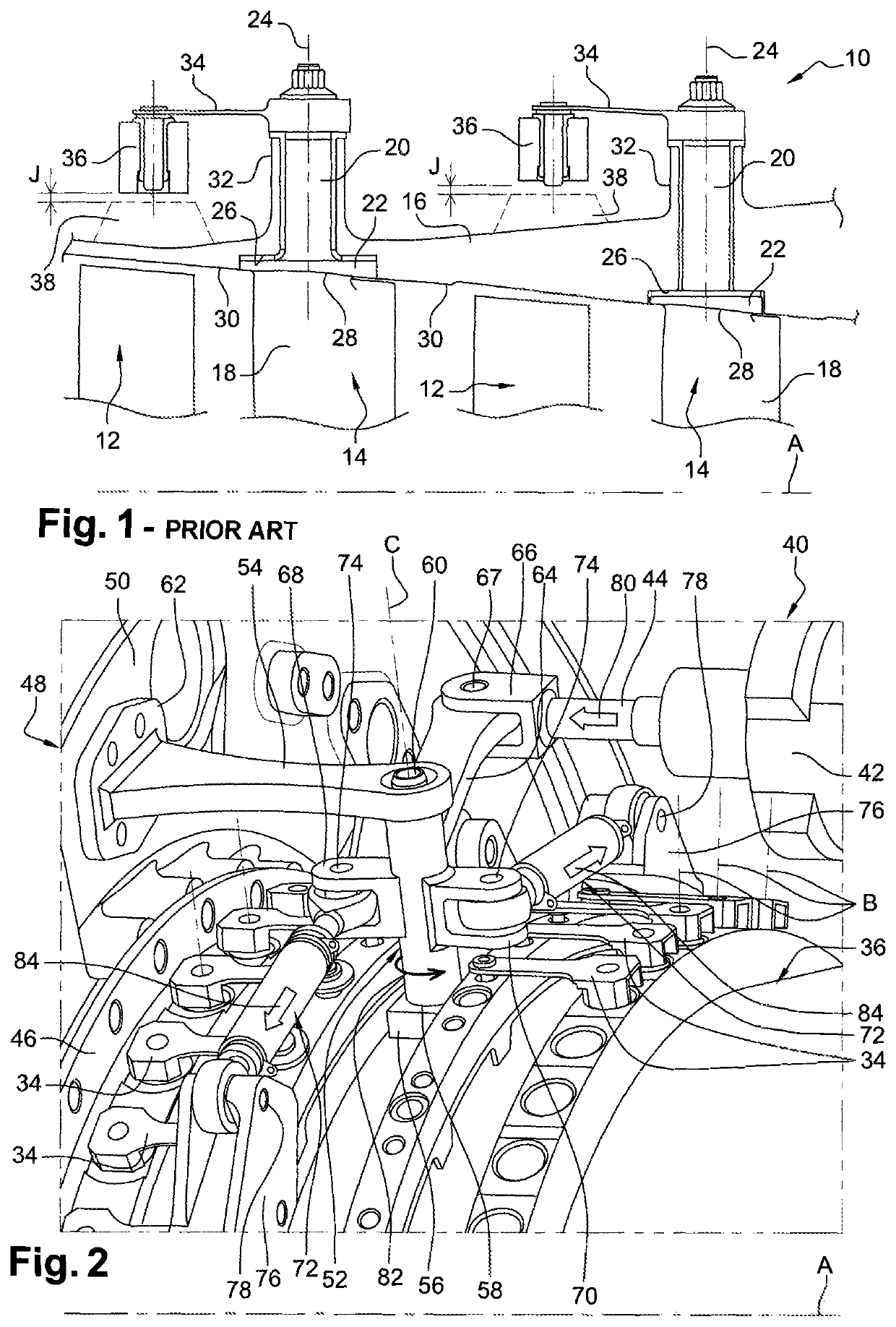 System for controlling variable-setting blades for a turbine engine