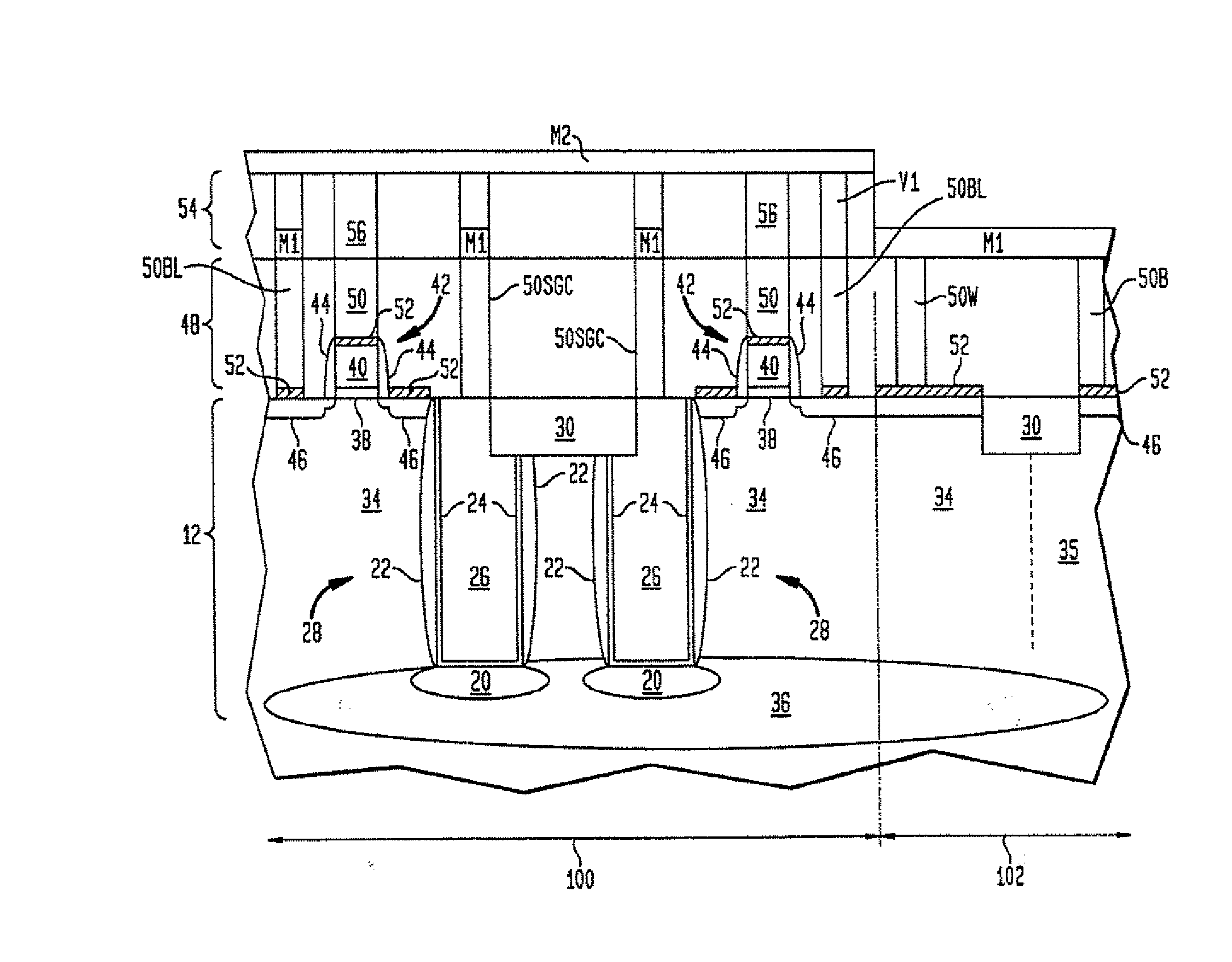 Structure and method of fabricating high-density, trench-based non-volatile random access sonos memory cells for soc applications