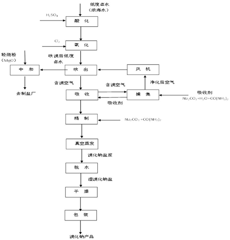 Method for directly producing sodium bromide from low-concentration brine