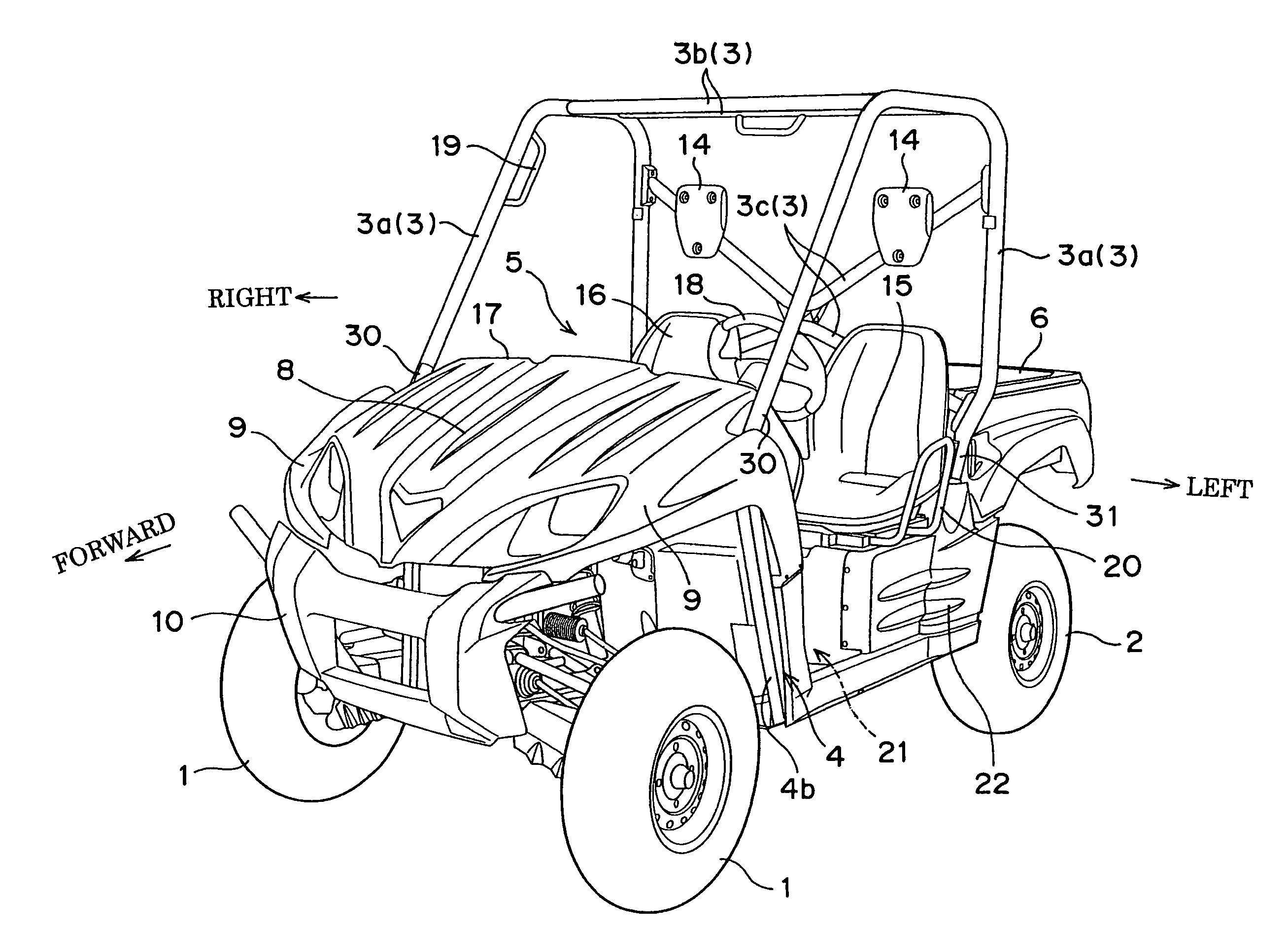 Four wheeled utility vehicle