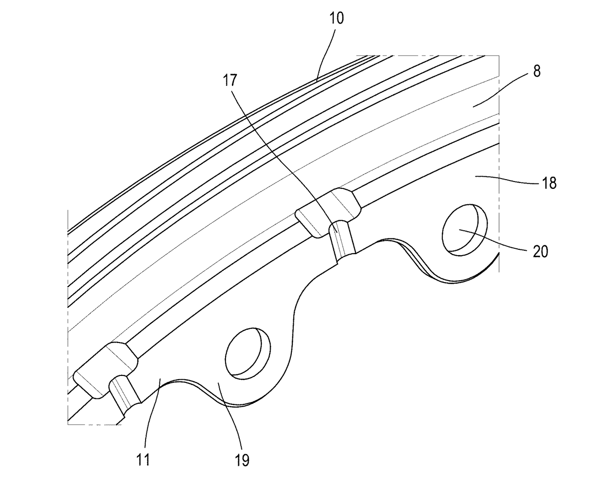 Turbine engine turbine rotor with ventilation by counterbore