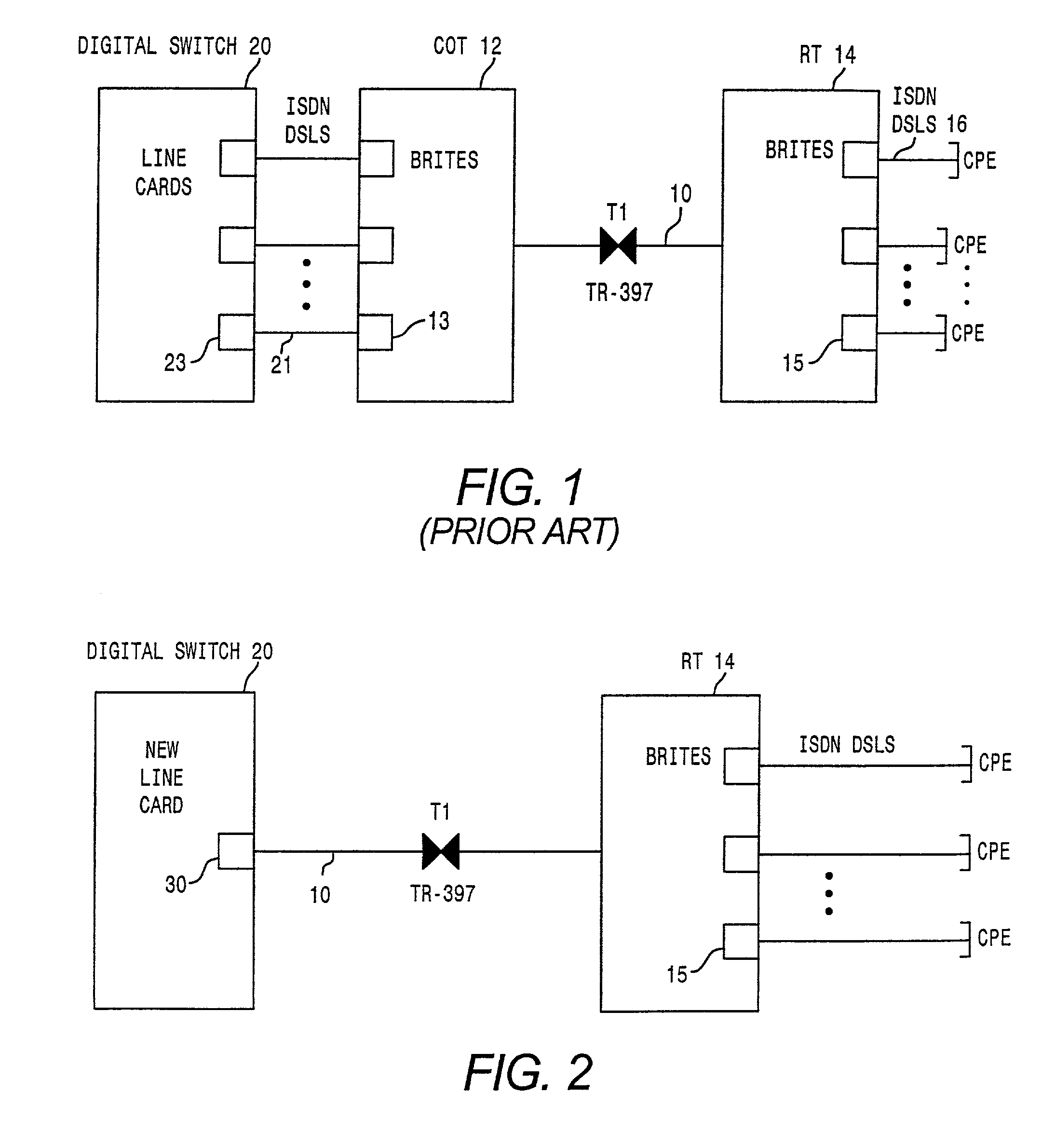 Digital switch-resident multi-circuit line card providing direct connection to remote terminal