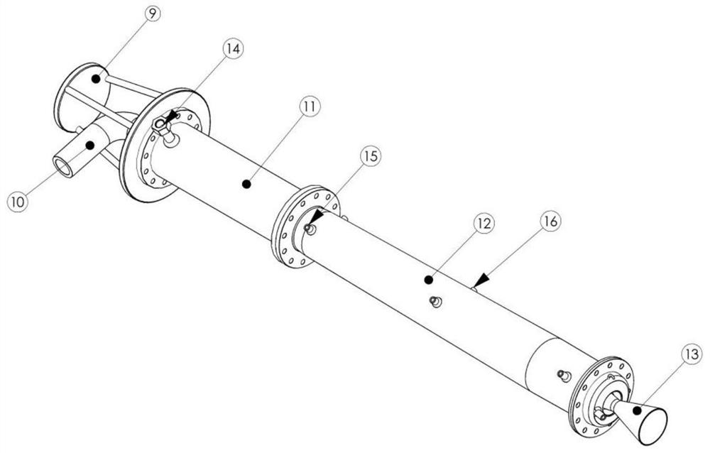 Horizontal weak constraint cold flow solid rocket engine test bed and pulse triggering method