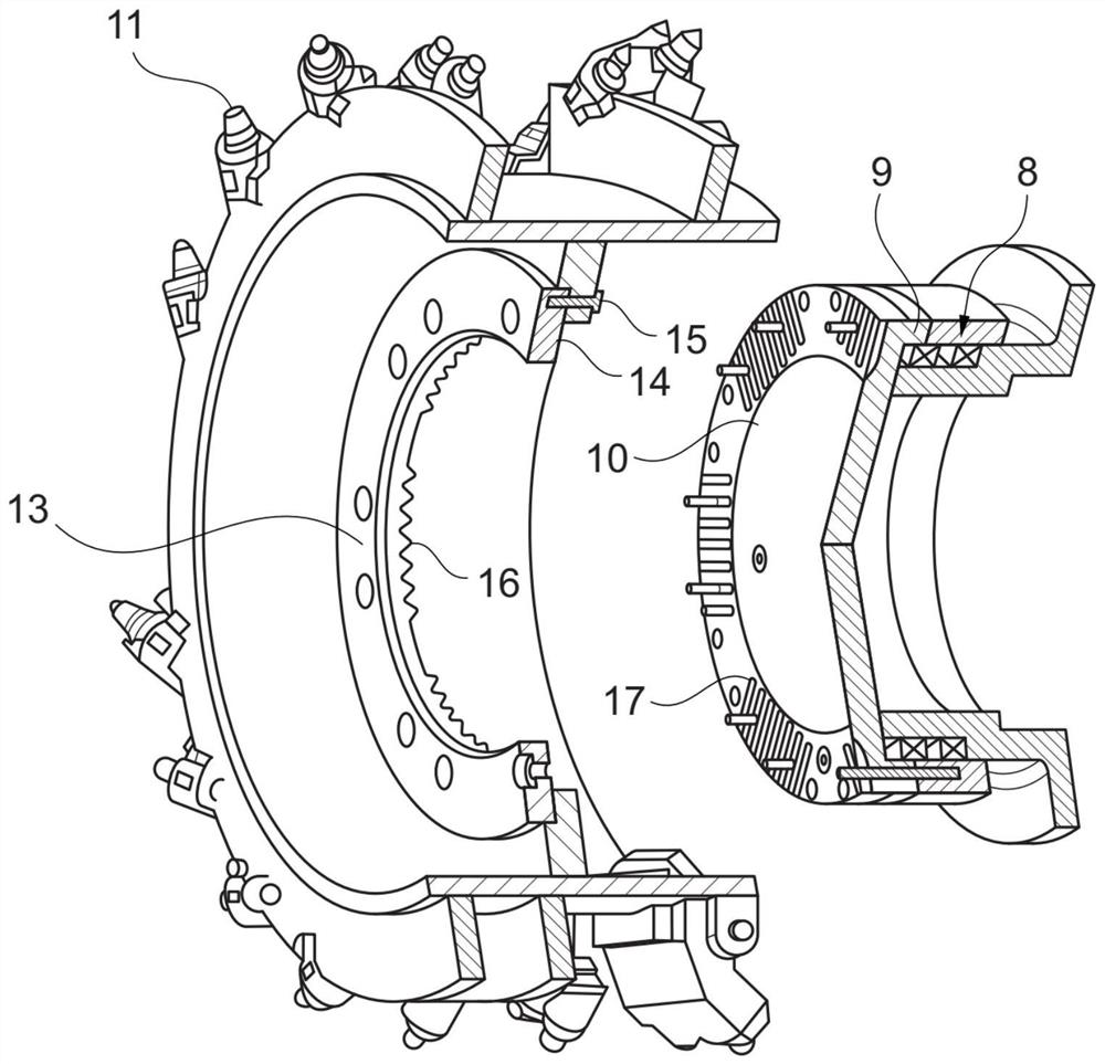 Groove cutter drive with split inner wheel/integrated bearing