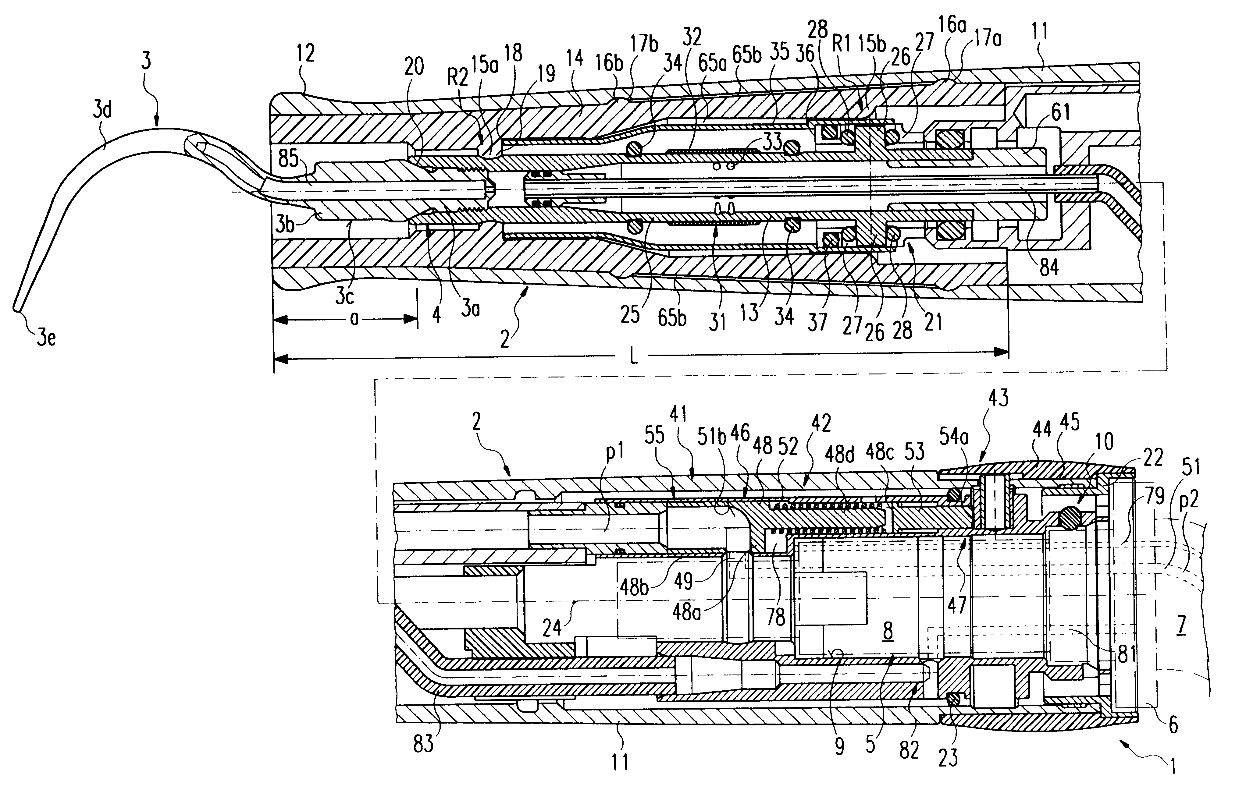 Medical and/or dental instrument with a pneumatic oscillatory