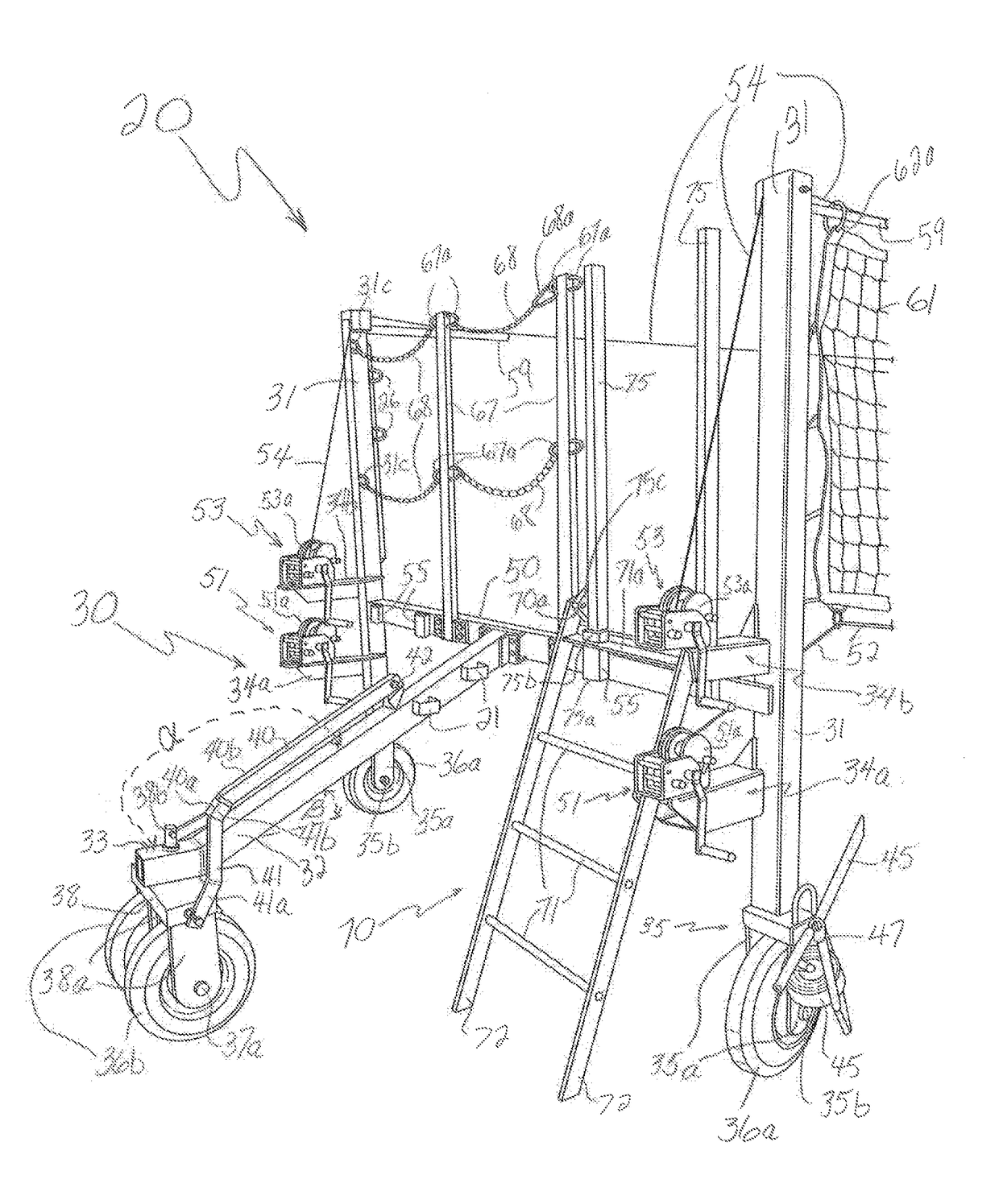 Mobile fall protection unit for flatbed platforms