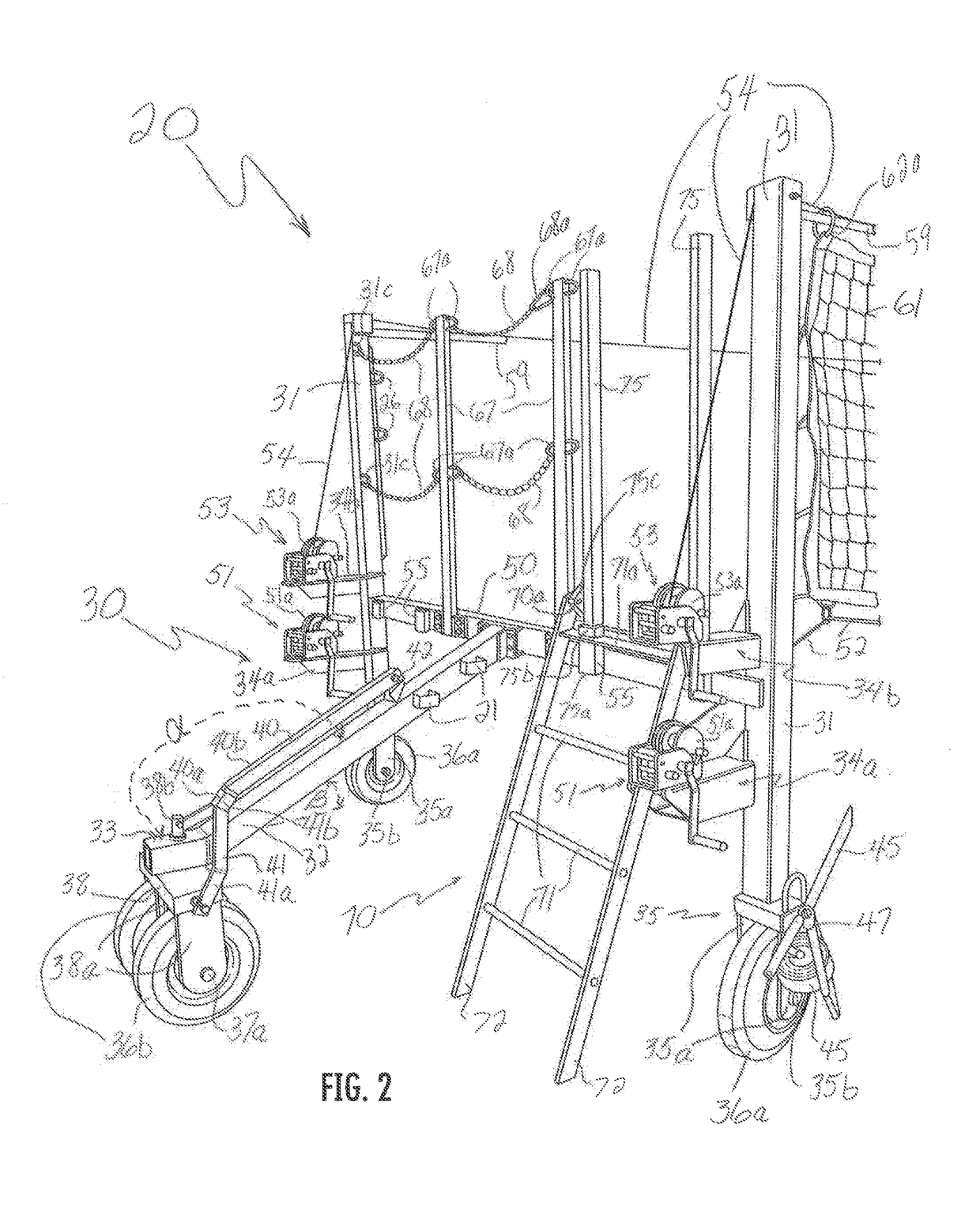 Mobile fall protection unit for flatbed platforms