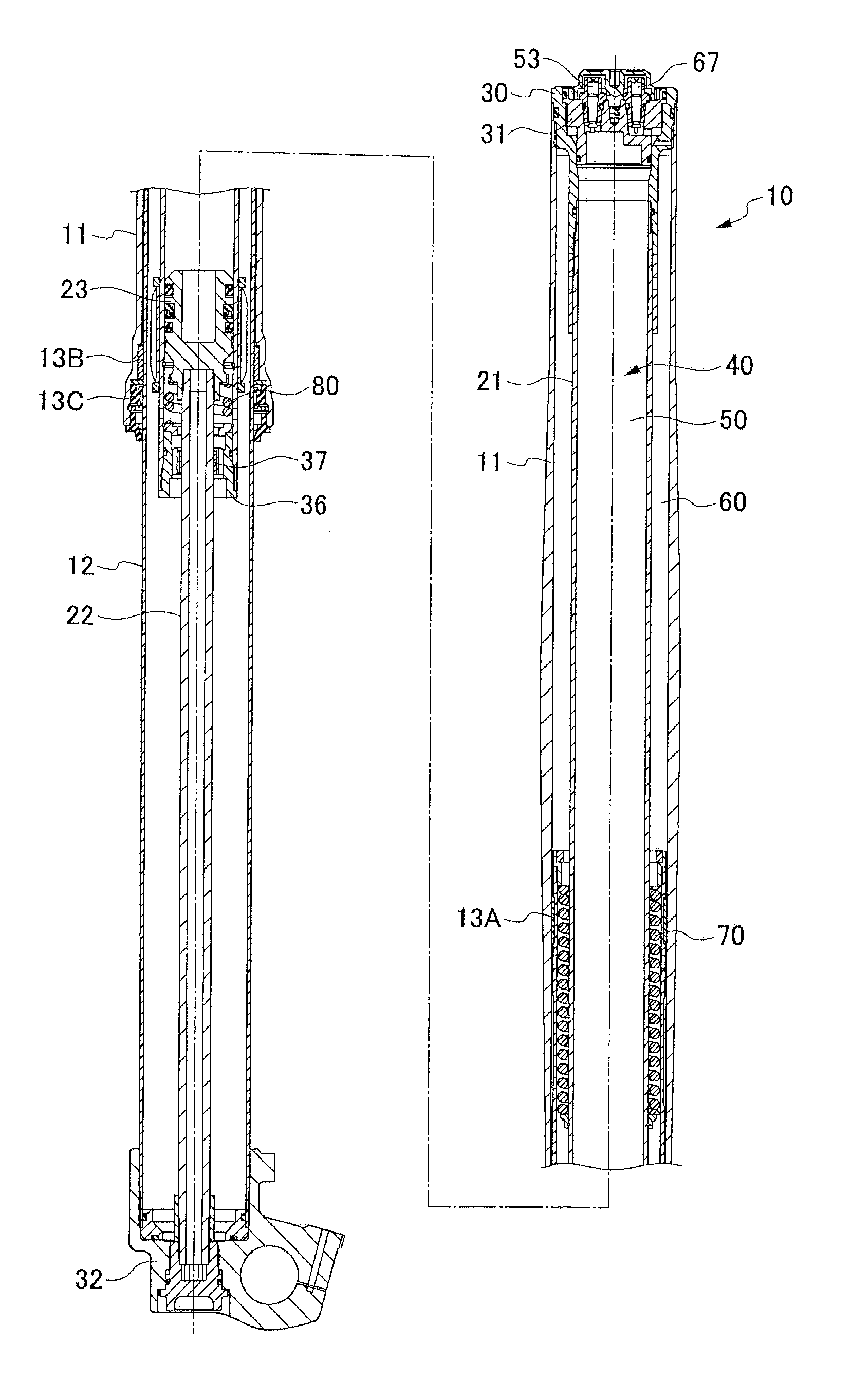 Front fork spring leg