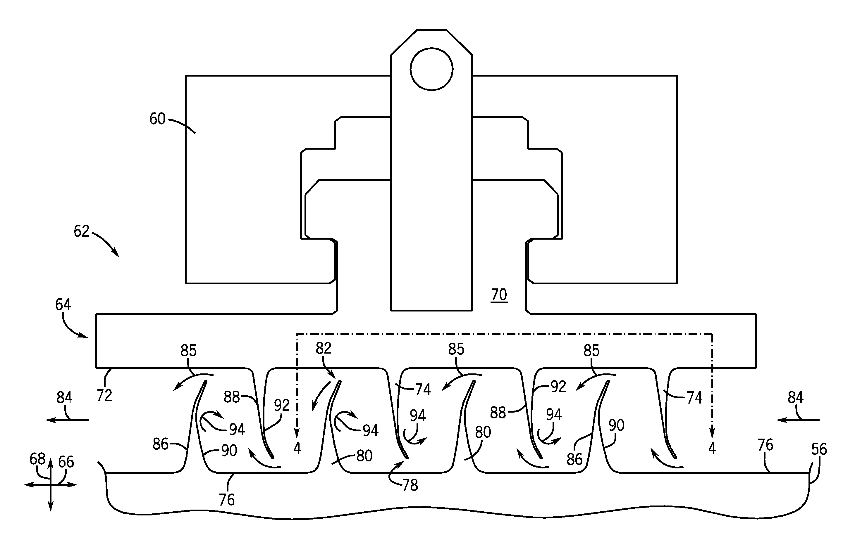 Curved labyrinth seals