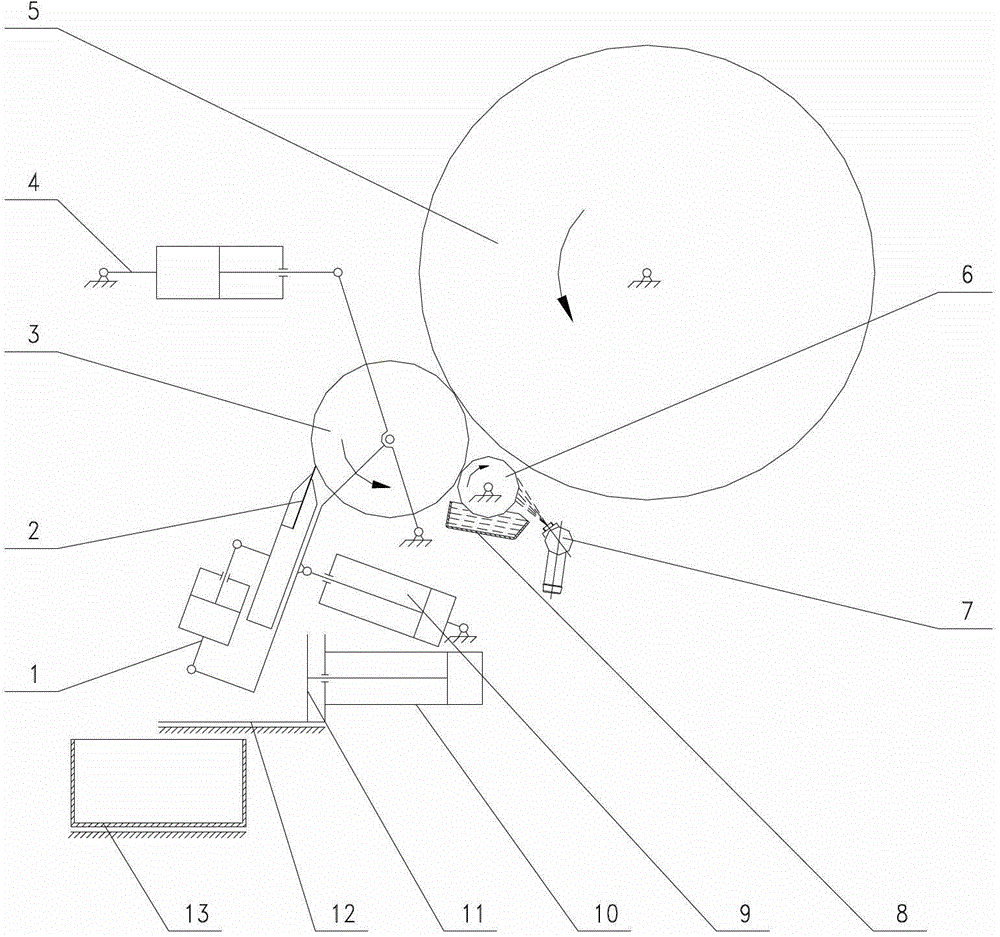 A device for reversely erasing viscous fluid substances on the surface of a soft roller by using a hard roller