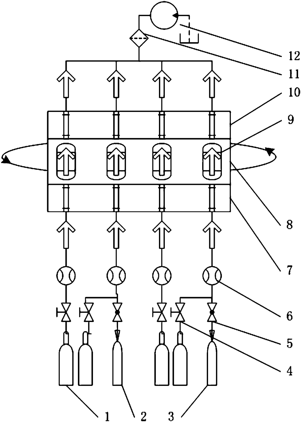 A kind of atomic layer deposition equipment and method based on fluidized bed space isolation of nanoparticles