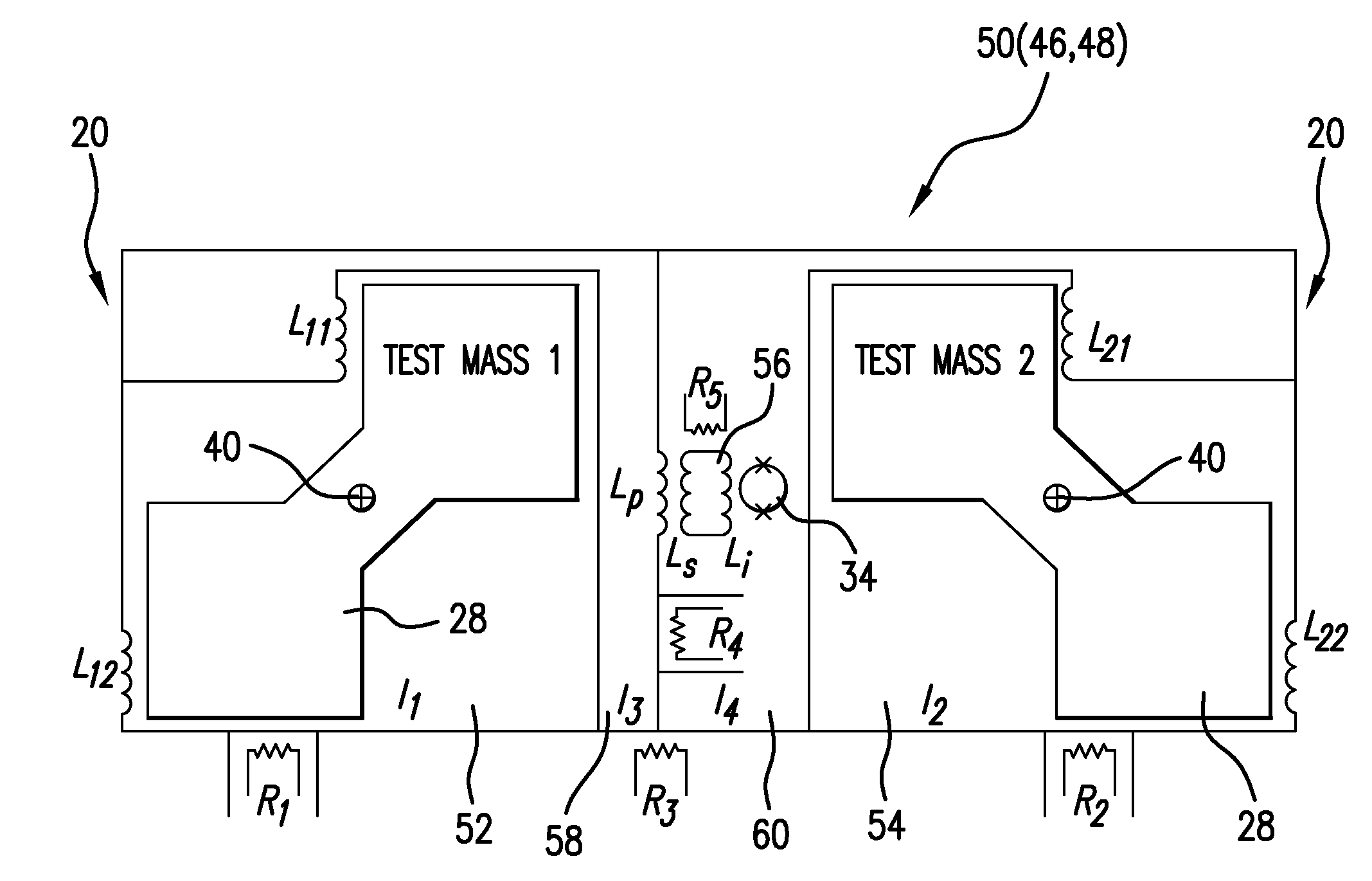 Cross-component superconducting gravity gradiometer with improved linearity and sensitivity and method for gravity gradient sensing