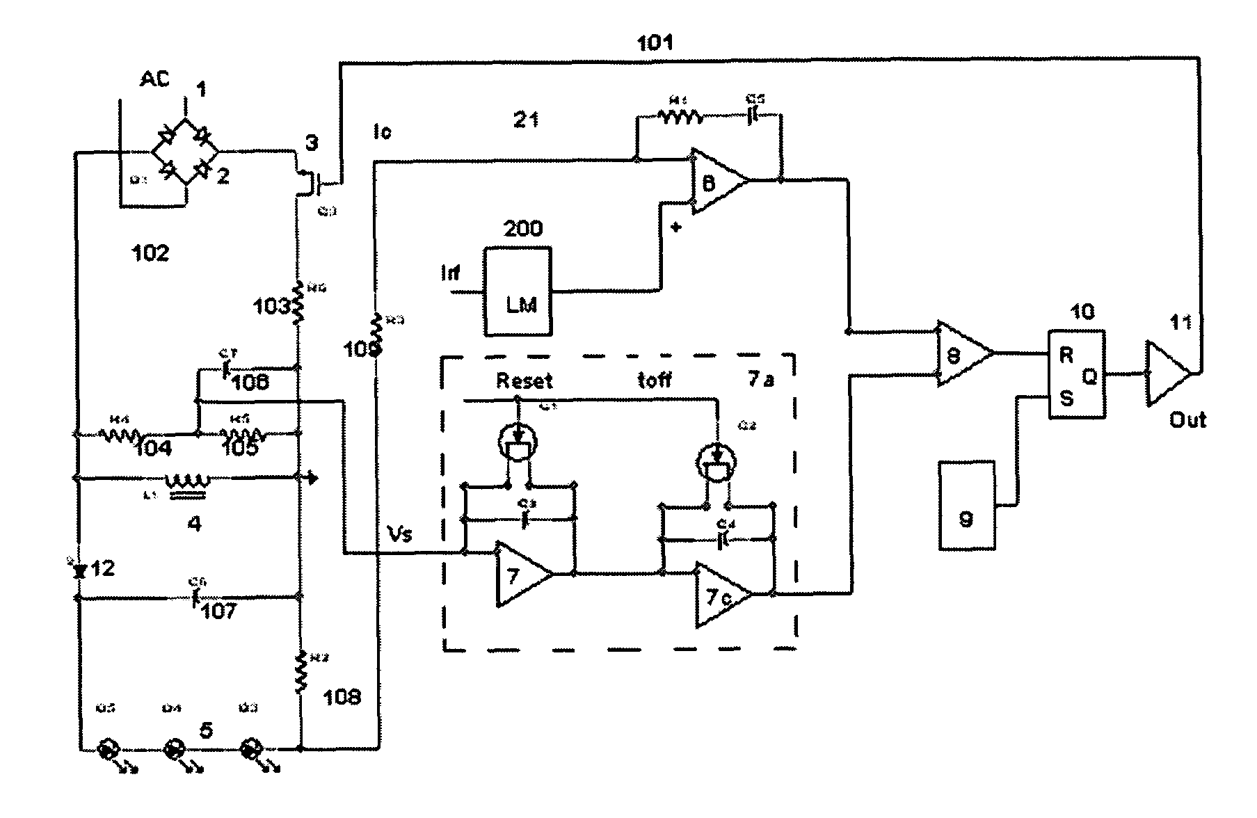 Off line LED driver with integrated synthesized digital optical feedback