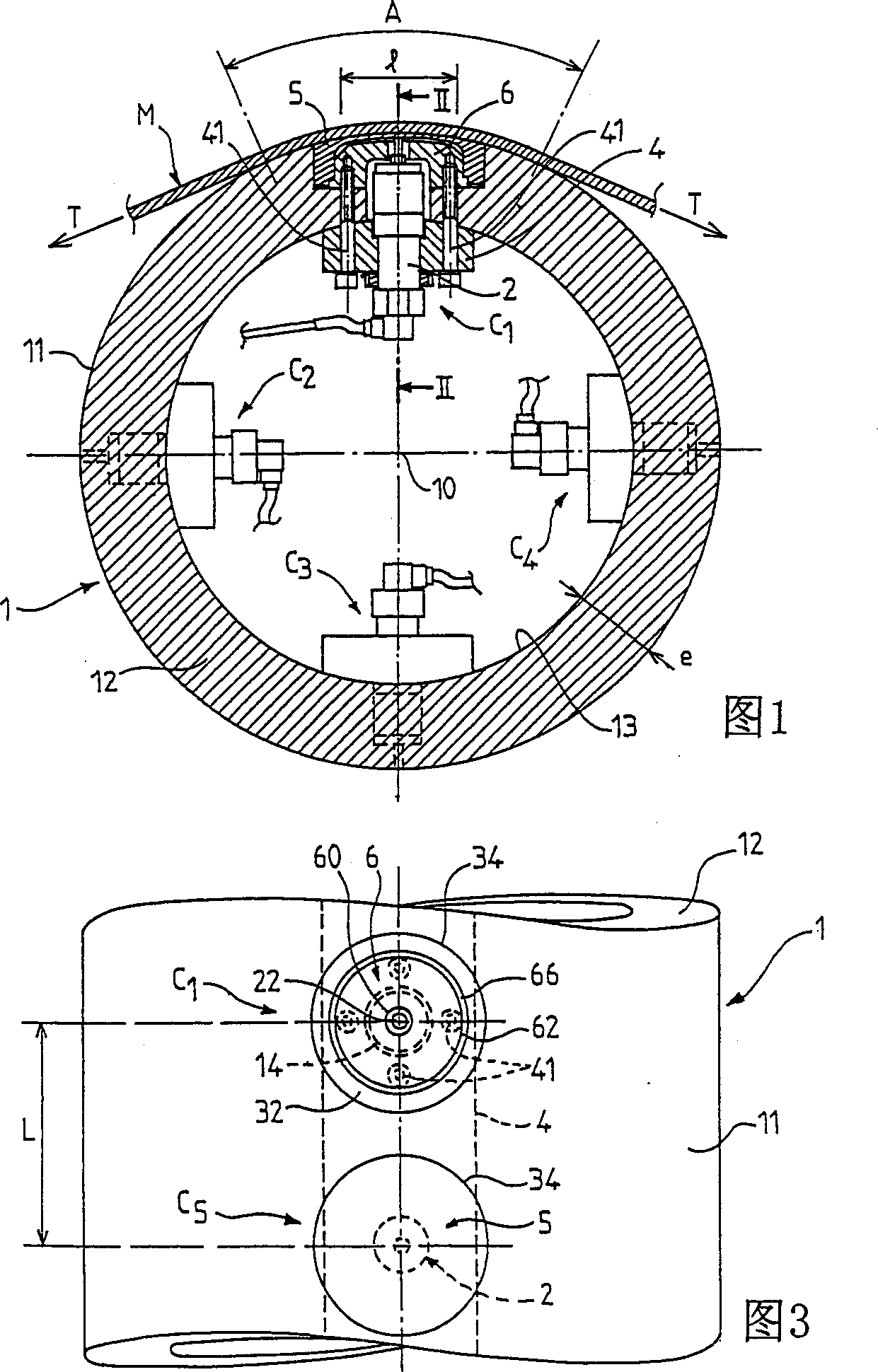 Roller for continuous measuring stress distribution applied on strip